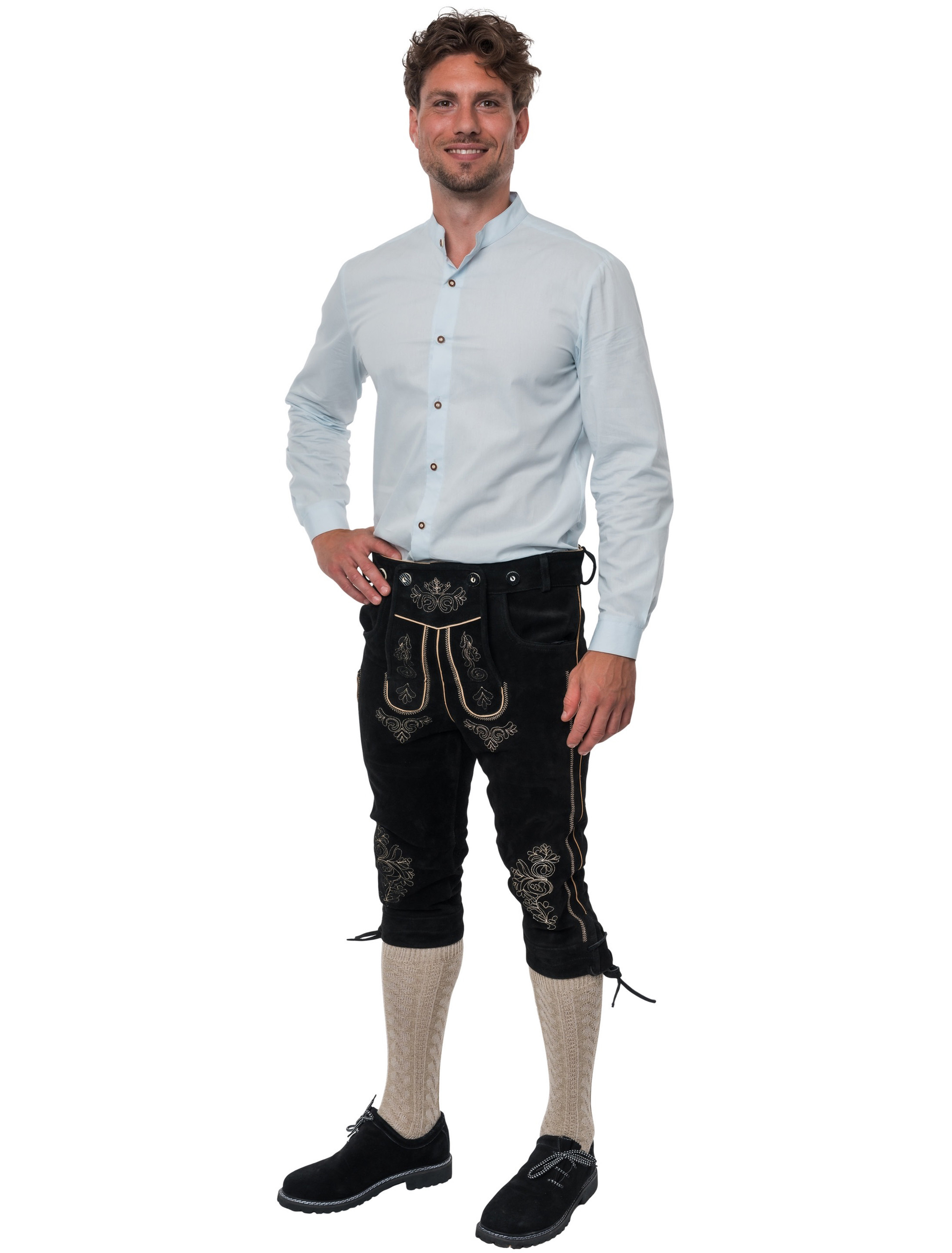 Lederhose Josef 3/4 lang Herren schwarz L