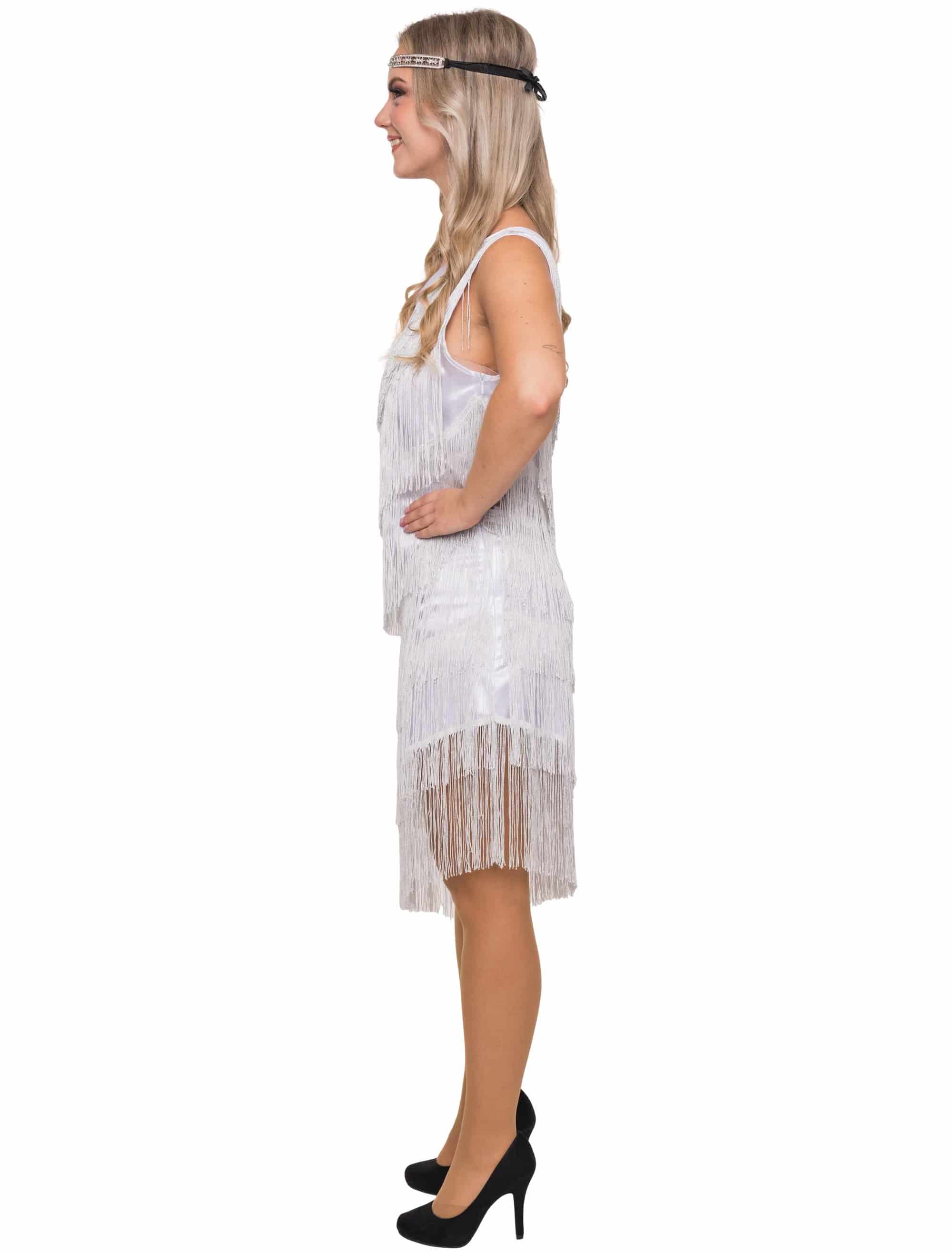 Kleid Charleston mit Fransen Damen silber XL