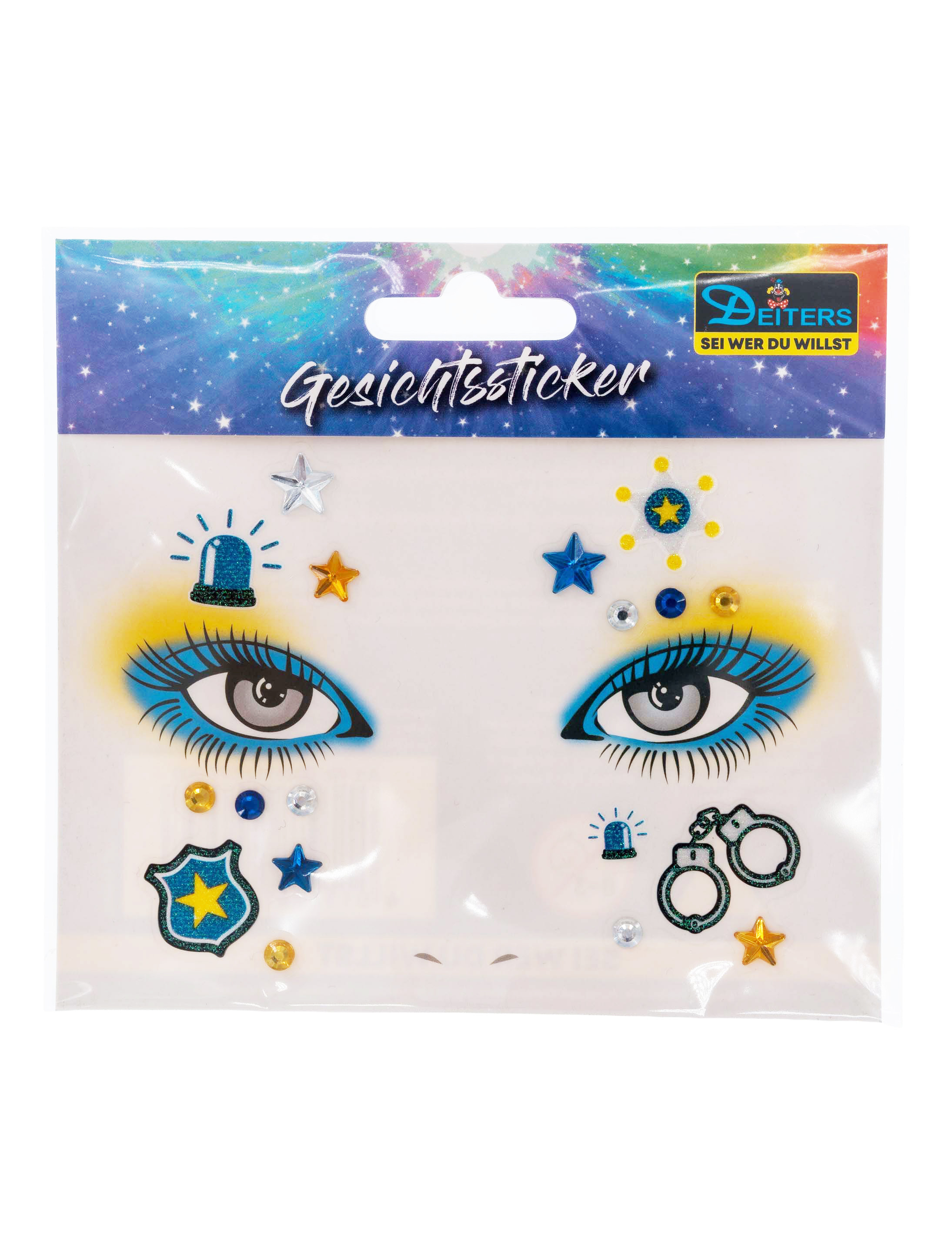 Gesichtssticker Police blau/gelb