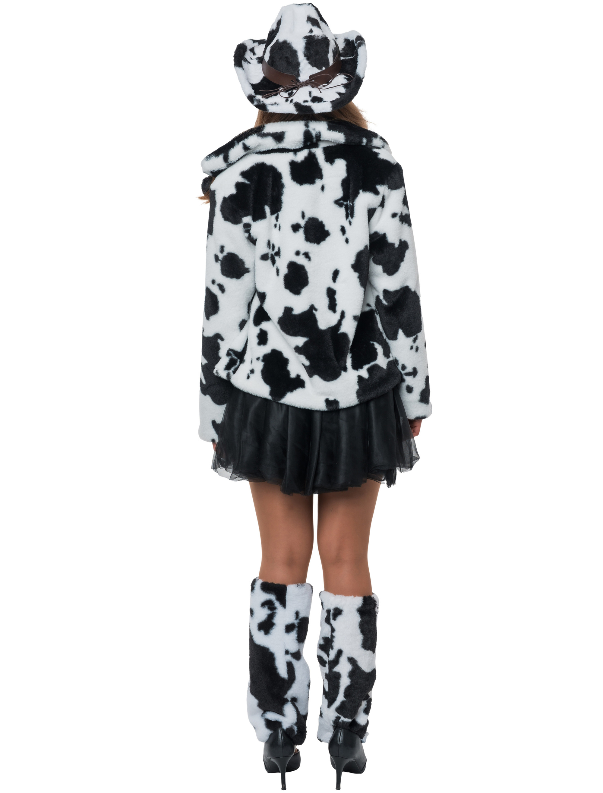 Jacke Kunstfell Kuh Damen schwarz/weiß S/M
