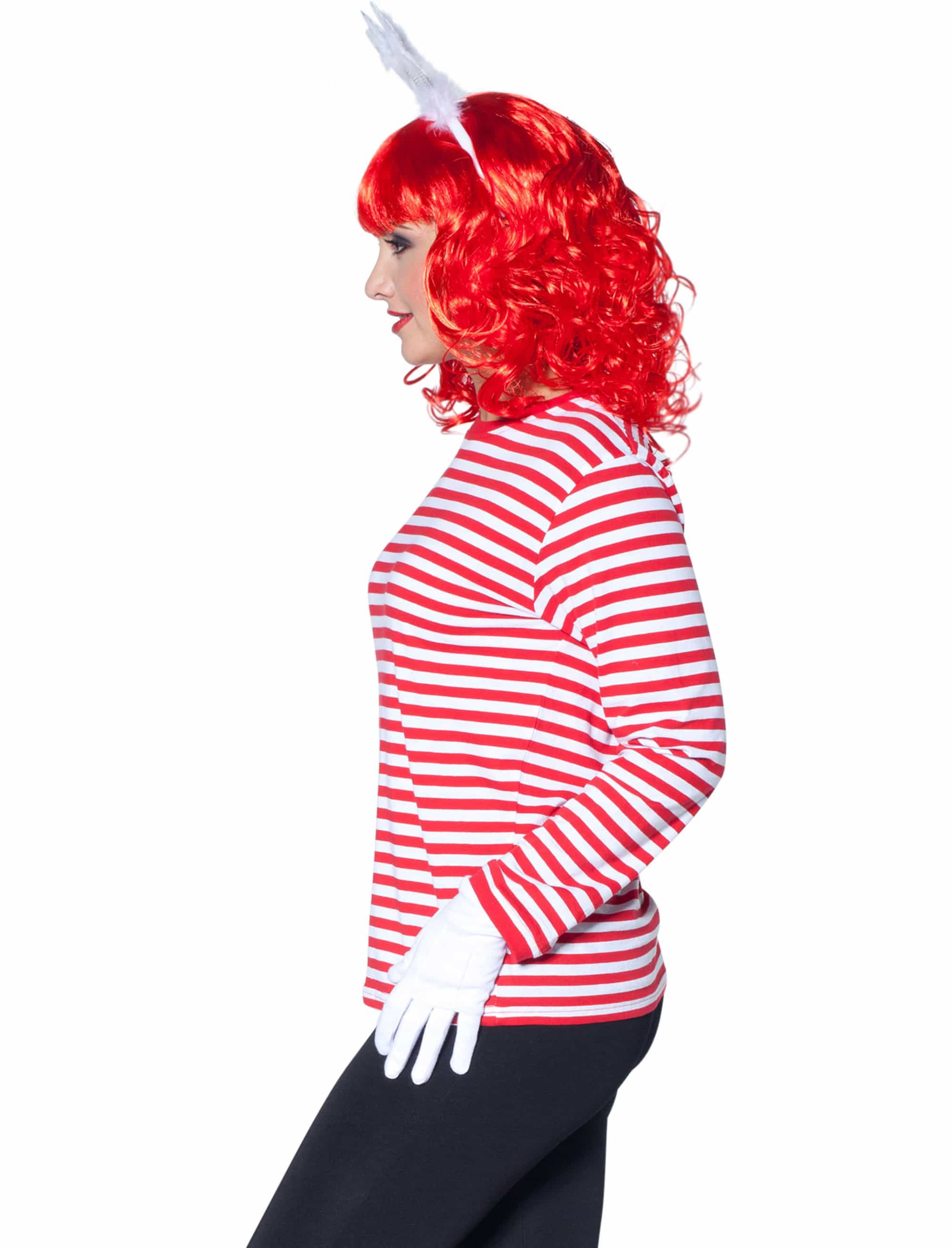 Ringelpulli langarm Unisex rot/weiß XS