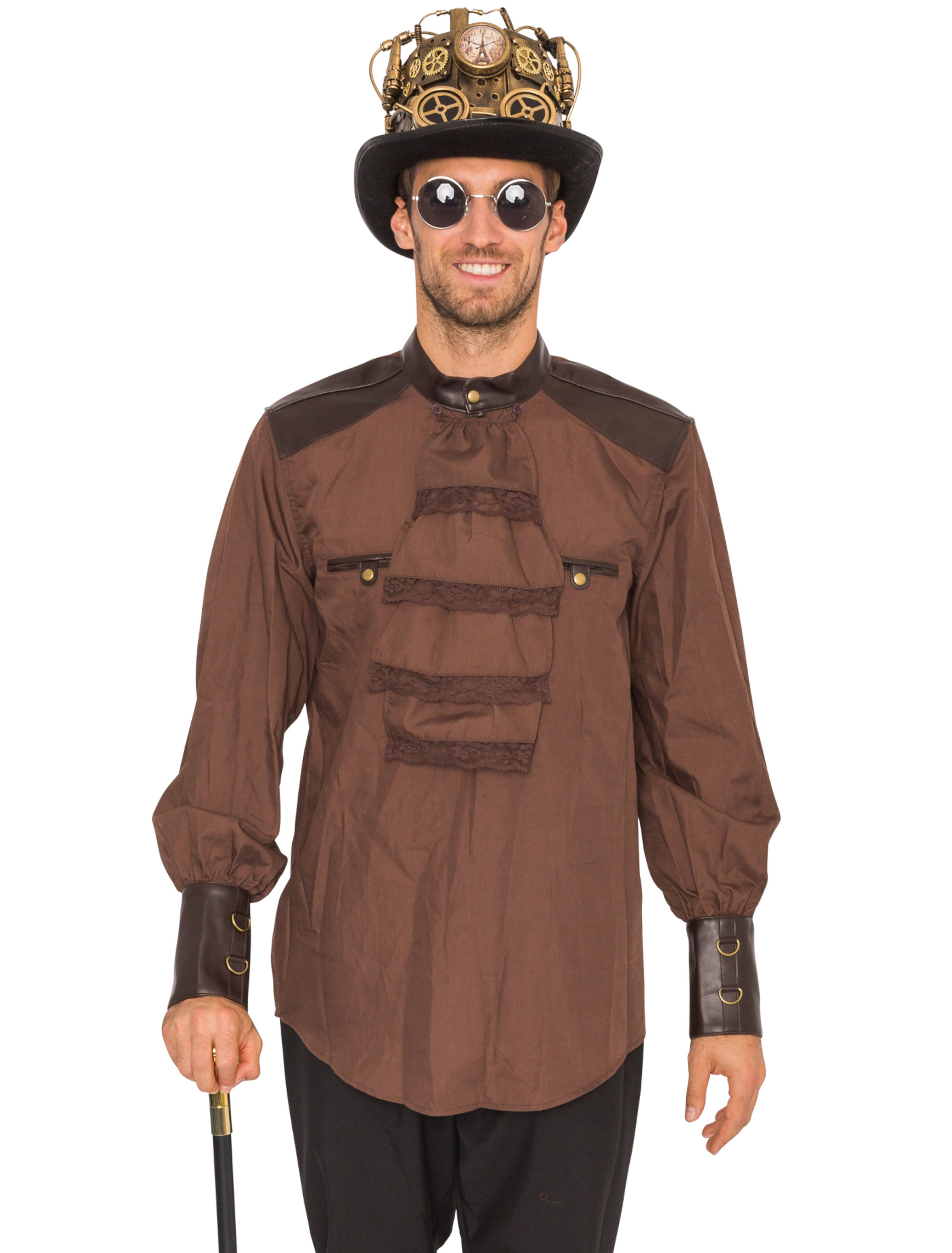 Hemd Steampunk Herren braun XXL