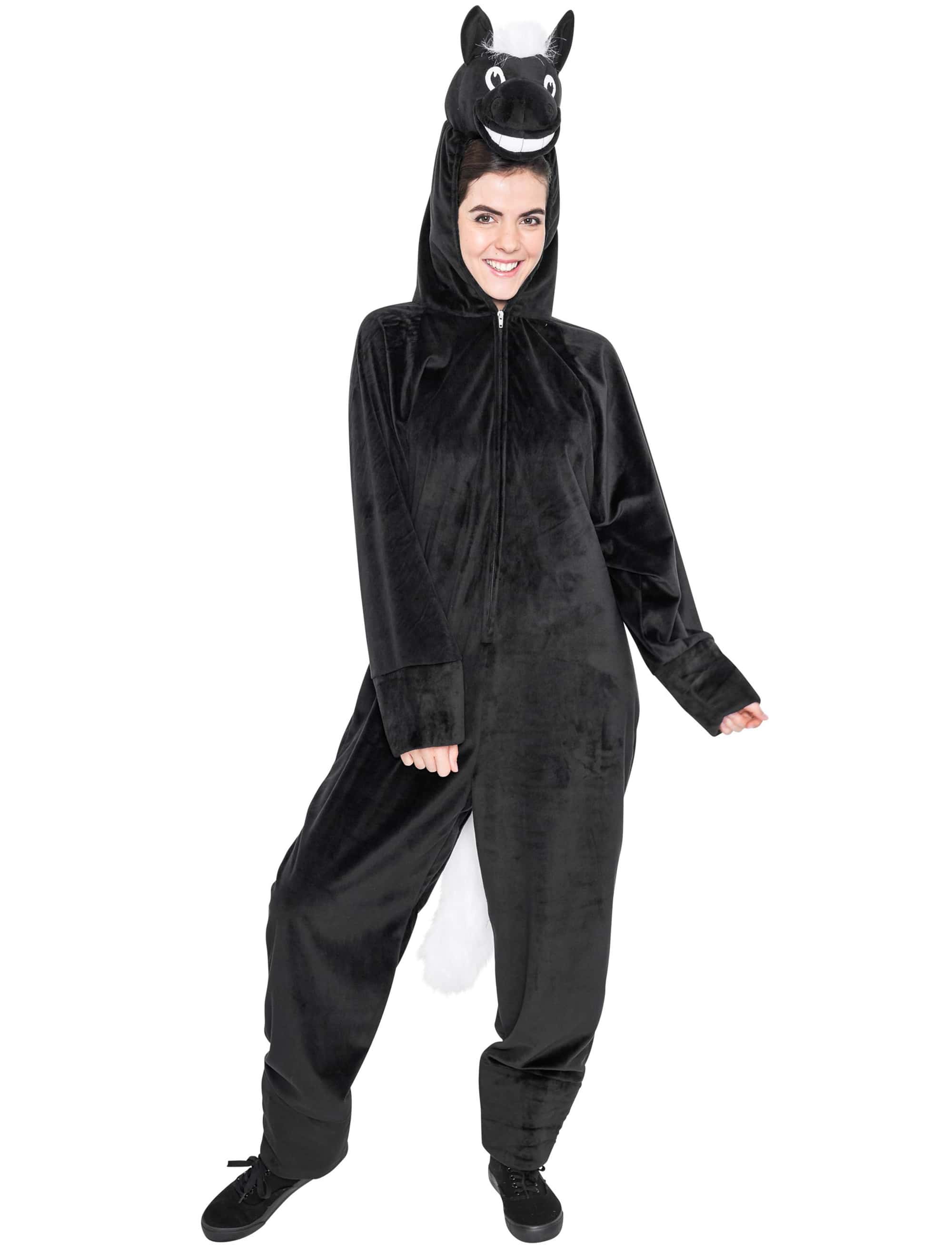 Overall Plüsch Pferd Damen schwarz 40-42