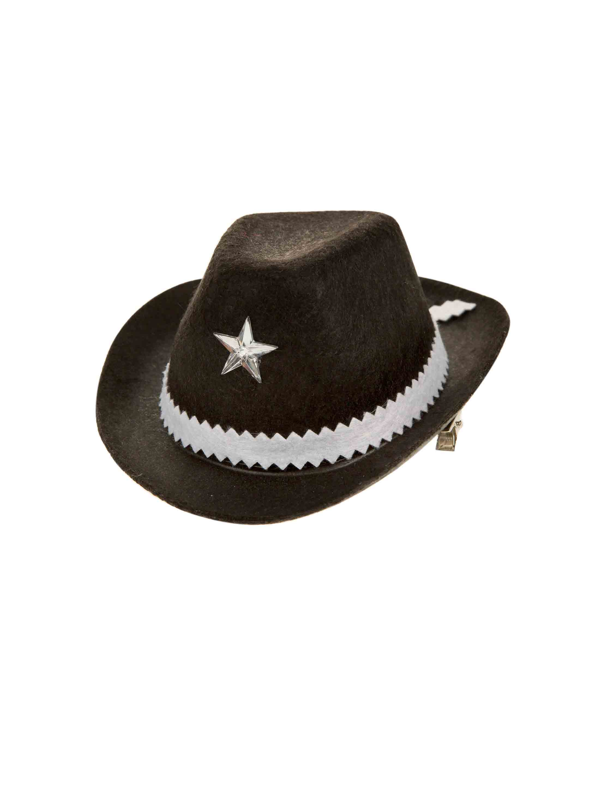 Mini Cowboyhut mit Haarclip schwarz one size