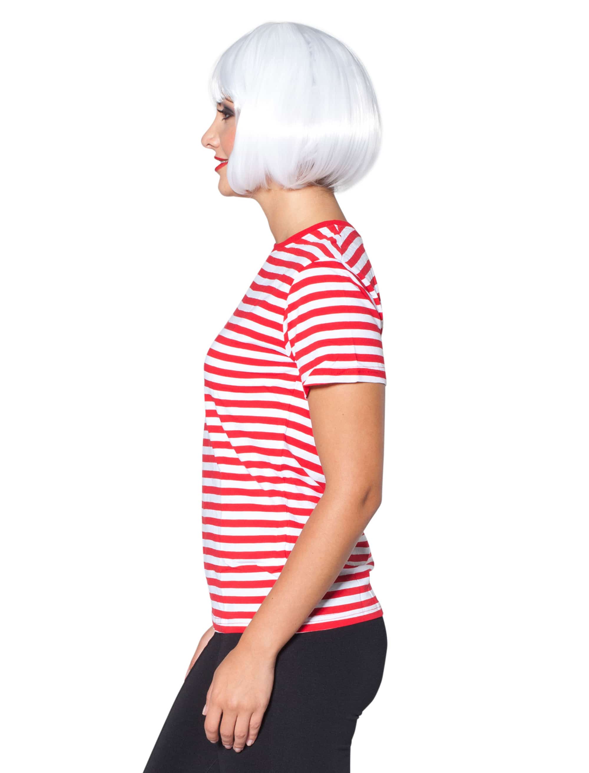 Ringelpulli kurzarm Unisex rot/weiß XS