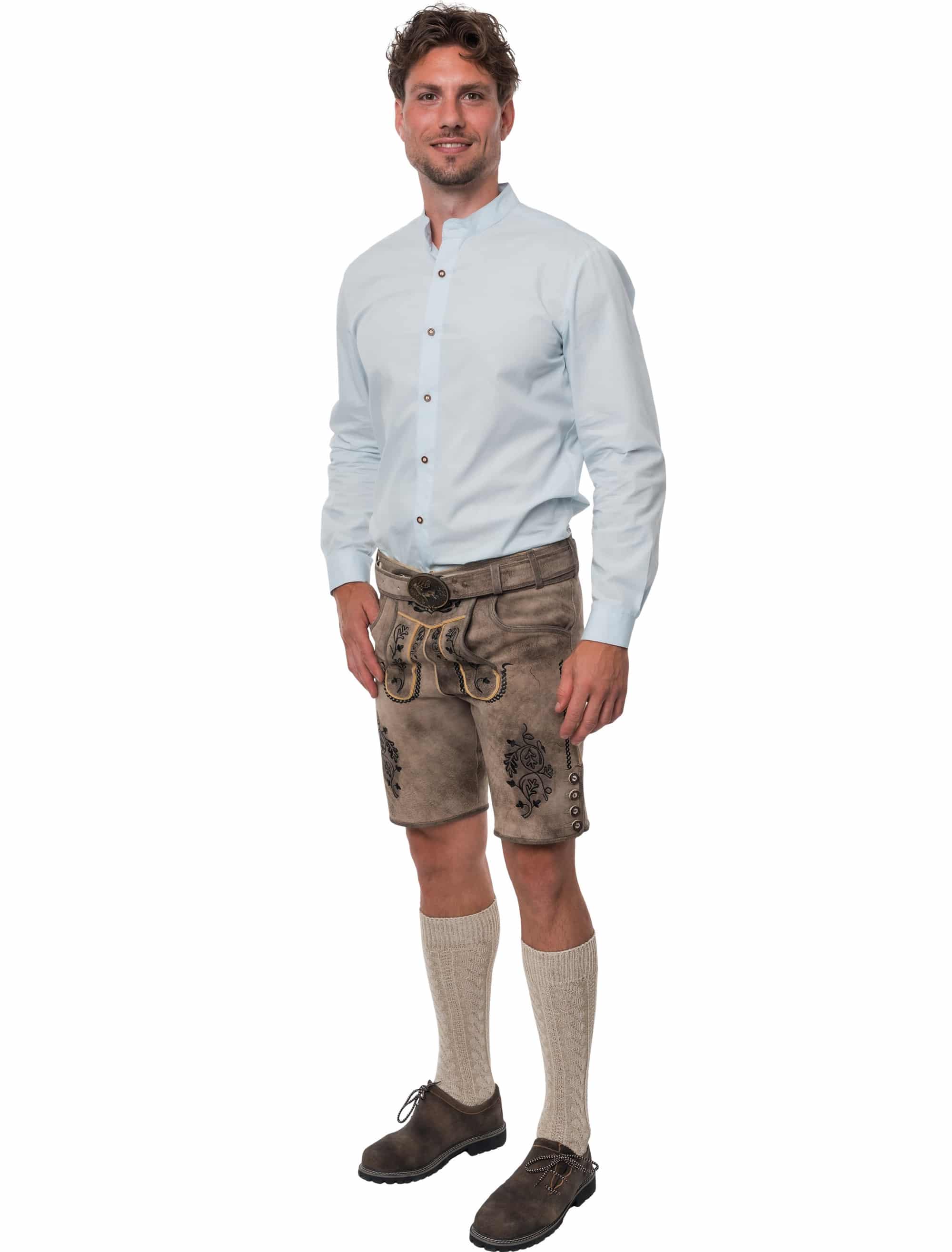 Lederhose Theo kurz Herren beige S