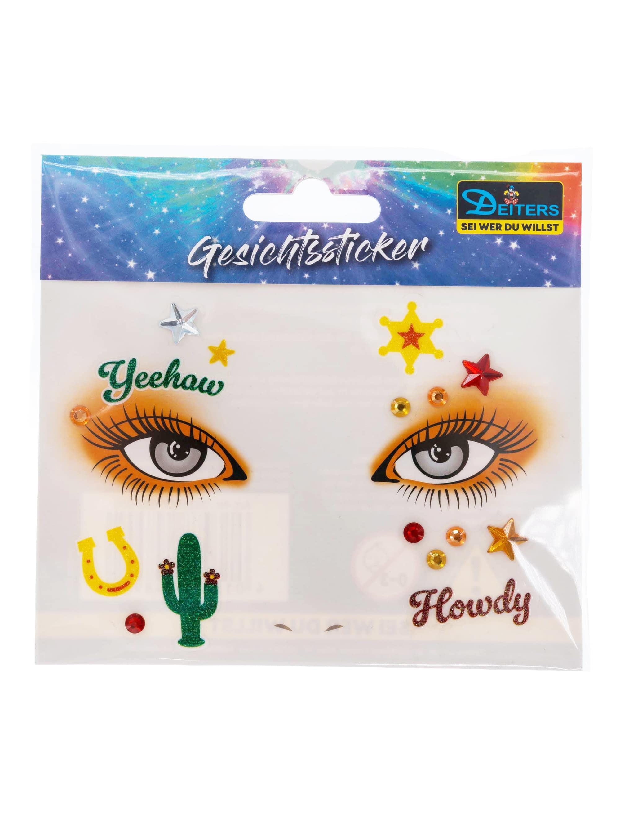 Gesichtssticker Wilder Westen rot/gelb/grün
