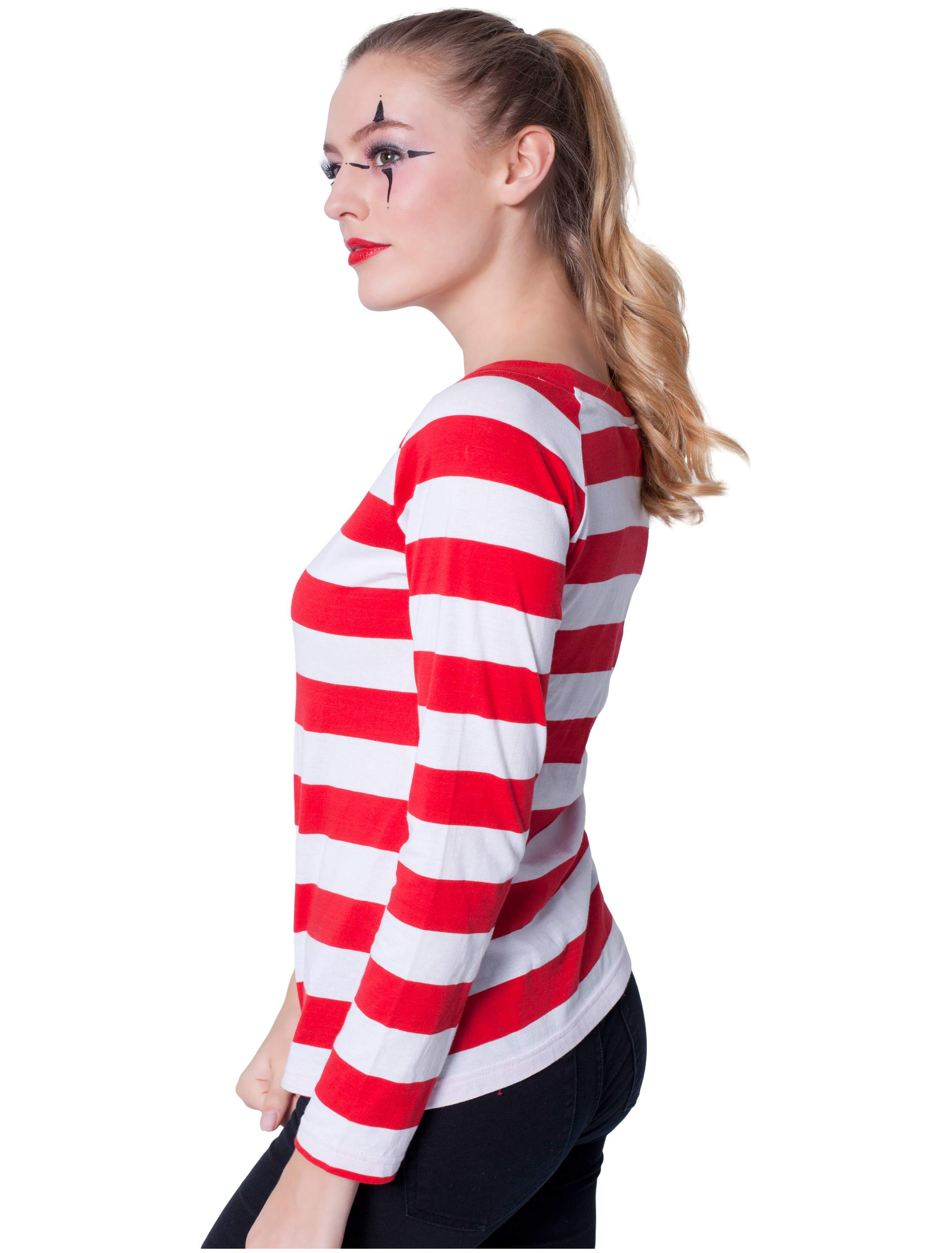 Lady-Ringelshirt kurzarm Damen rot/weiß 2XL