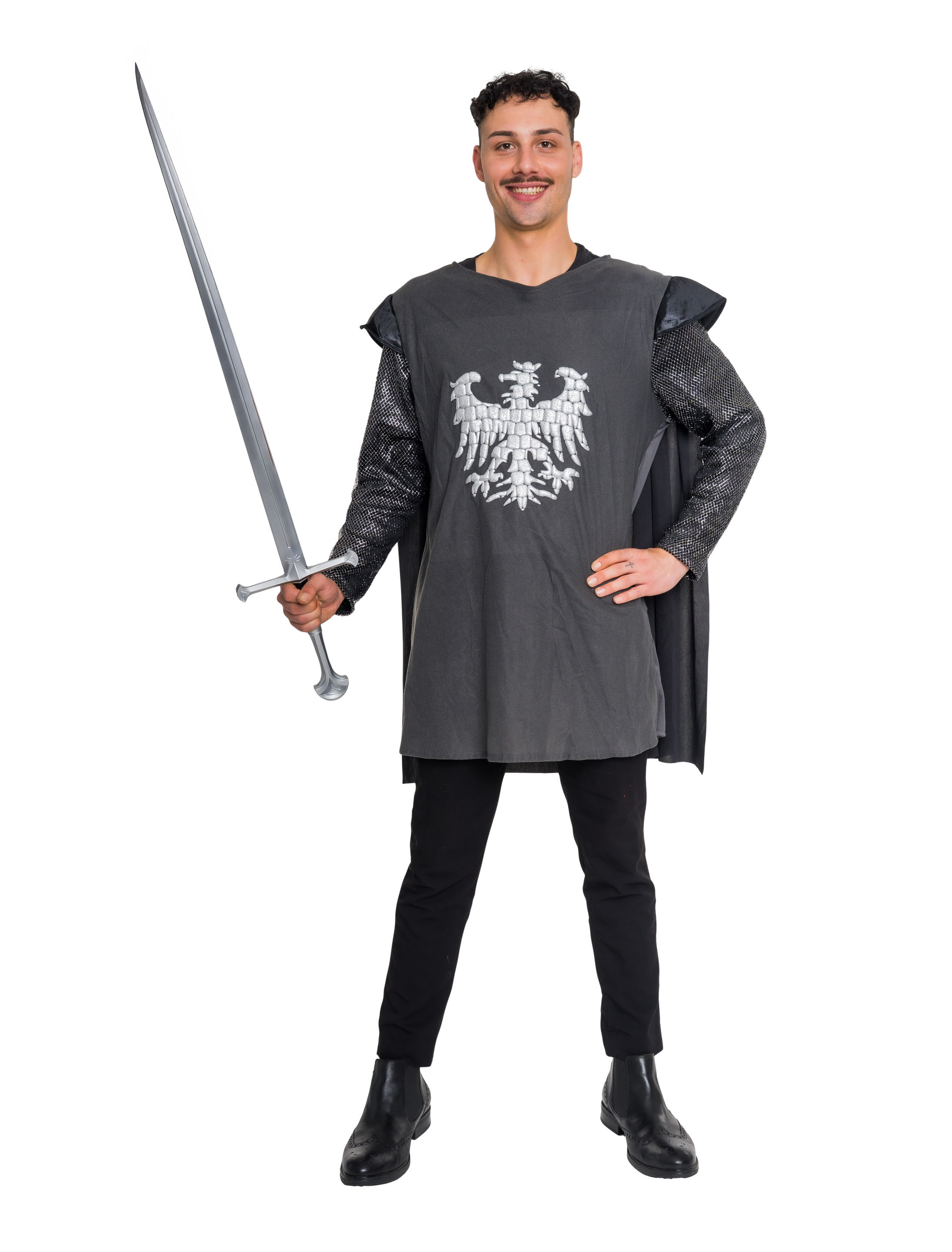 Kostüm Ritter 3-tlg. schwarz/grau L/XL