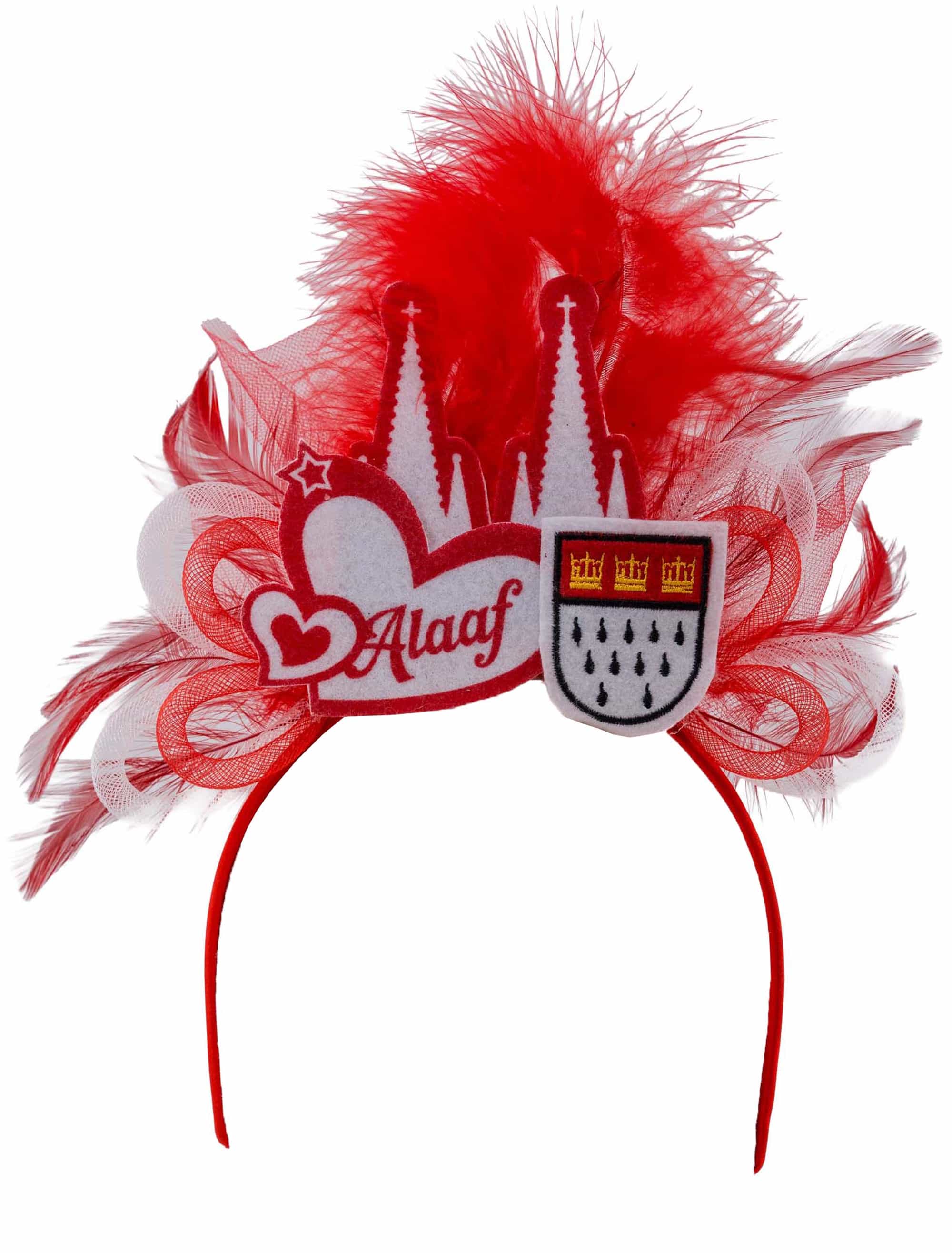Haarreif 'Alaaf' mit Tüll rot/weiß