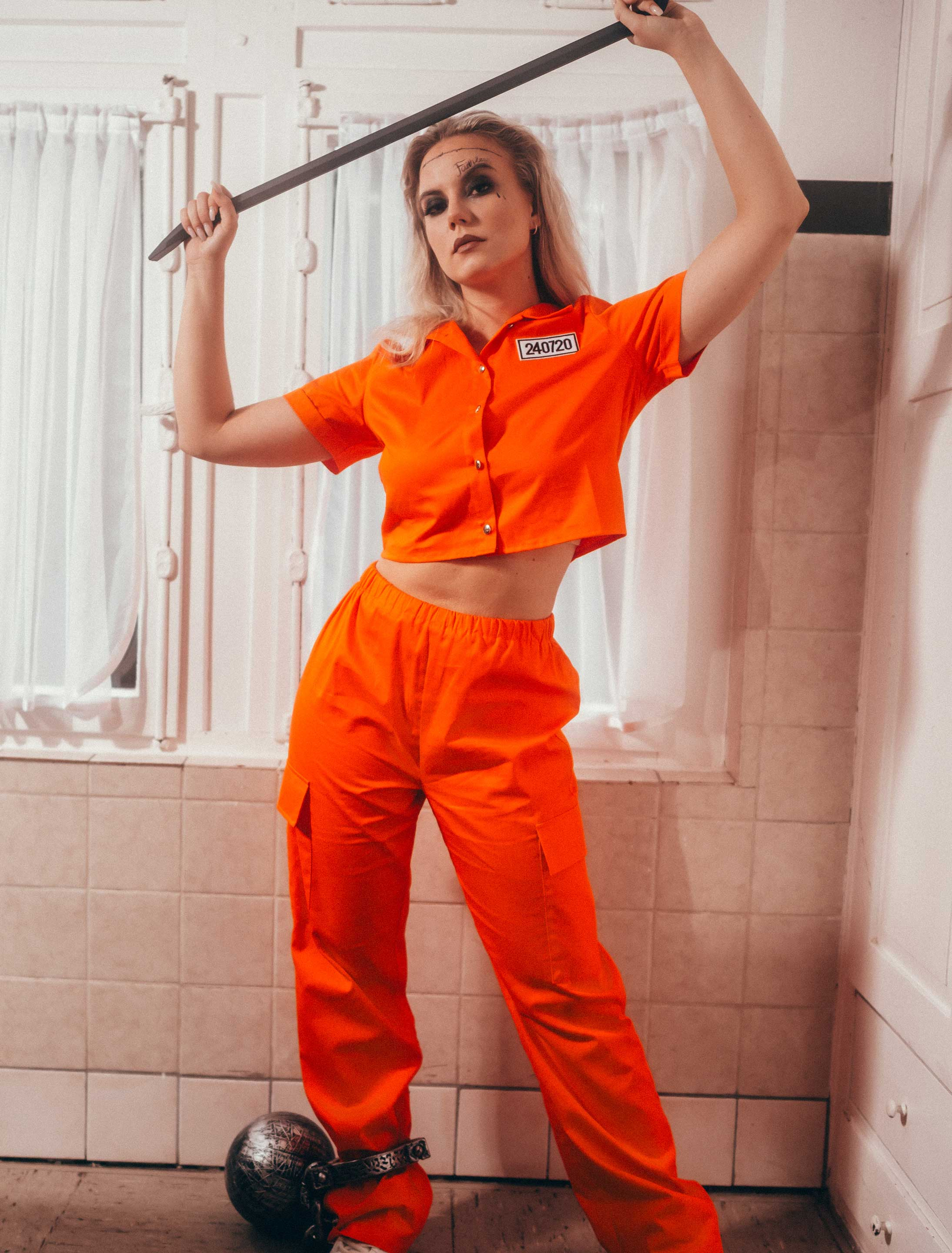 Kostüm Gefangene 2-tlg. orange XL