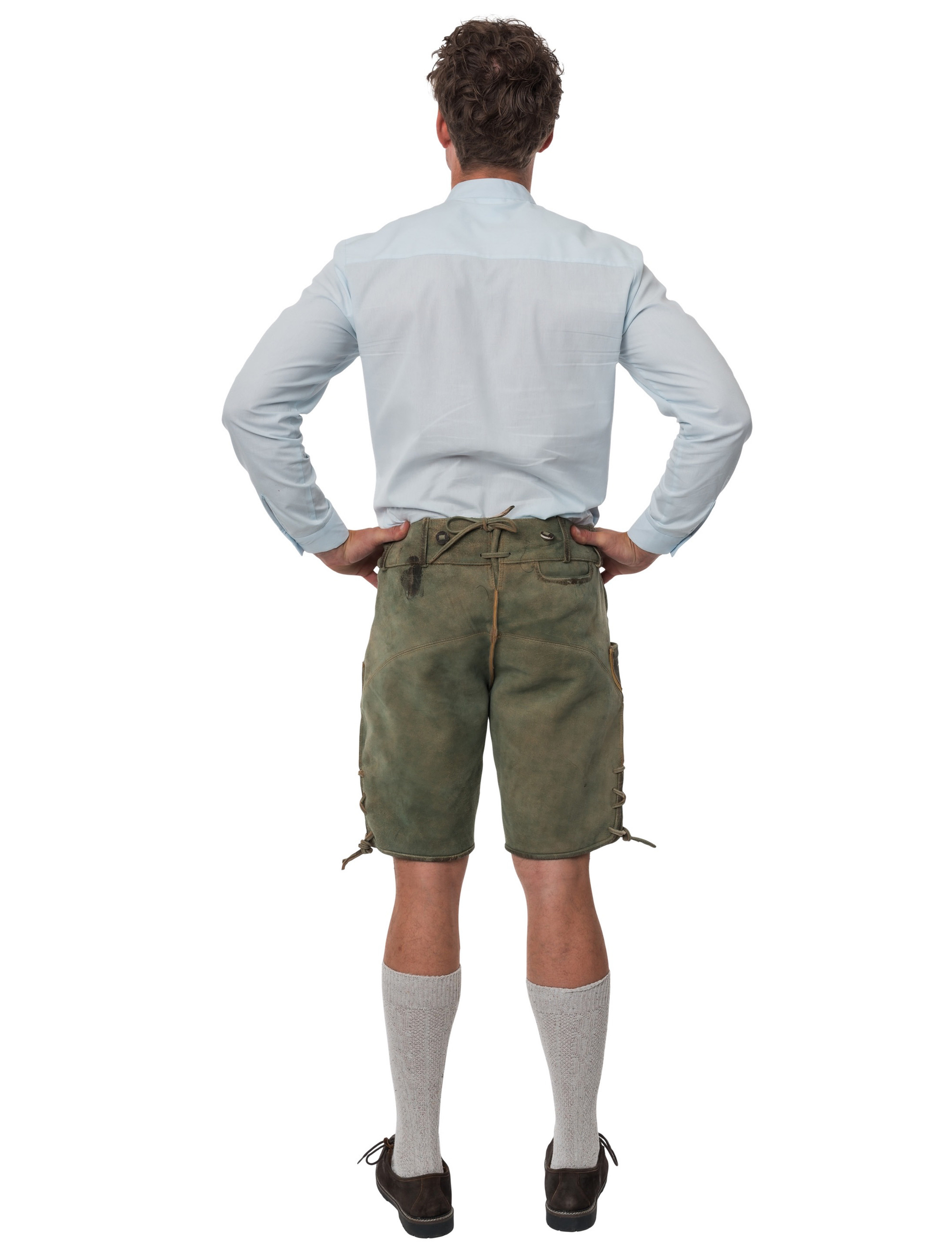 Lederhose kurz mit Blumen Herren grün S