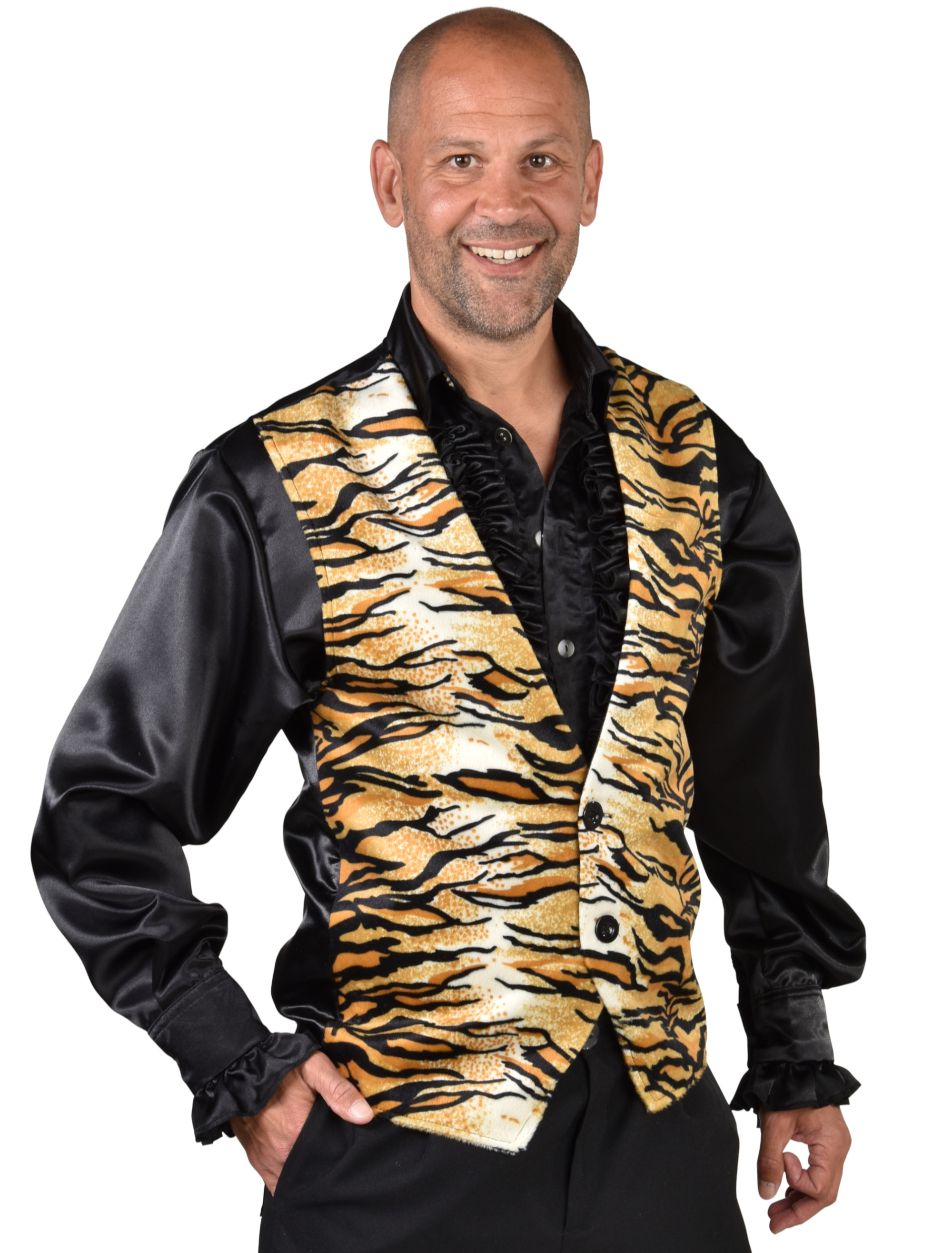 Weste Tigermuster Herren braun S/M