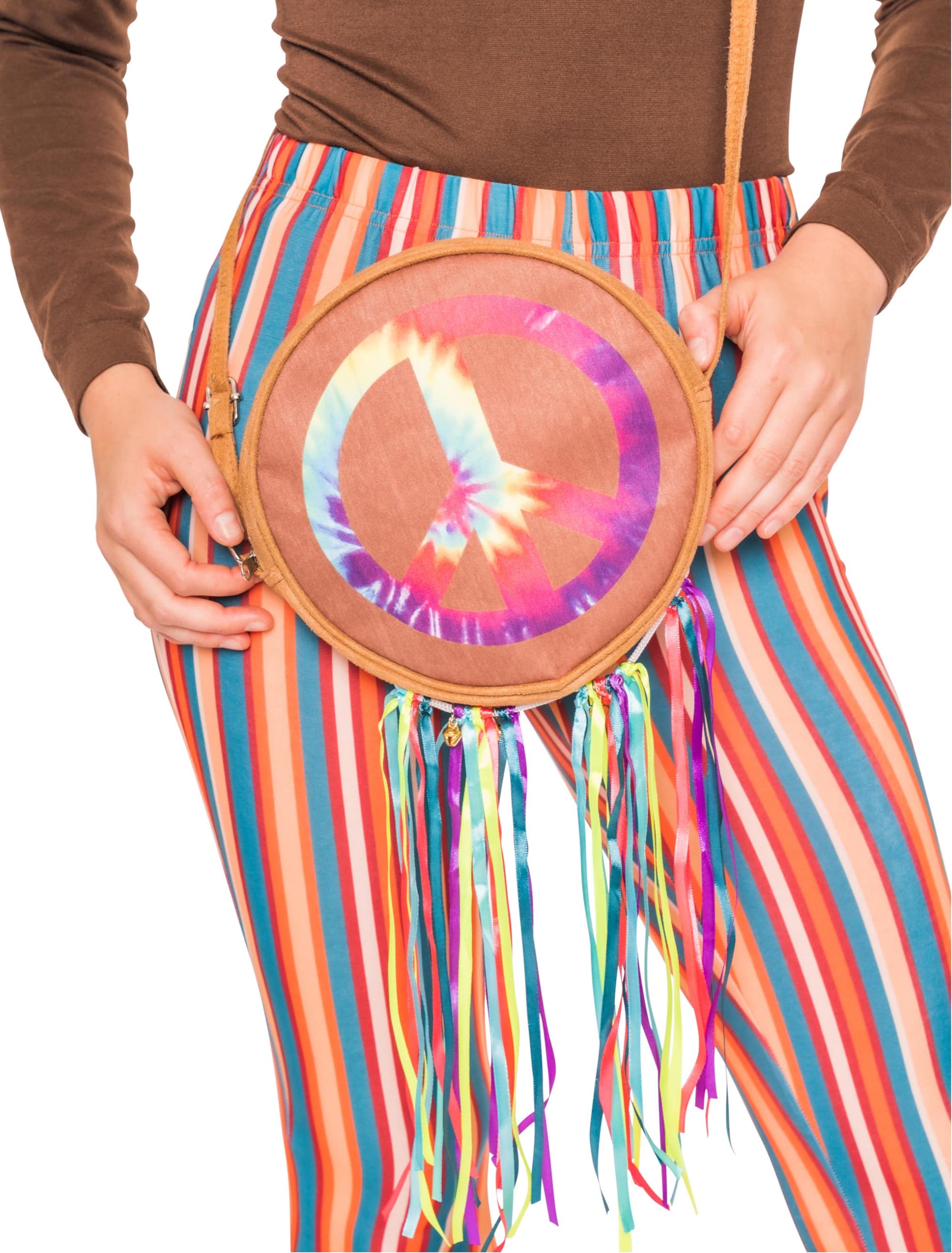 Tasche Peace mit Bändern mehrfarbig