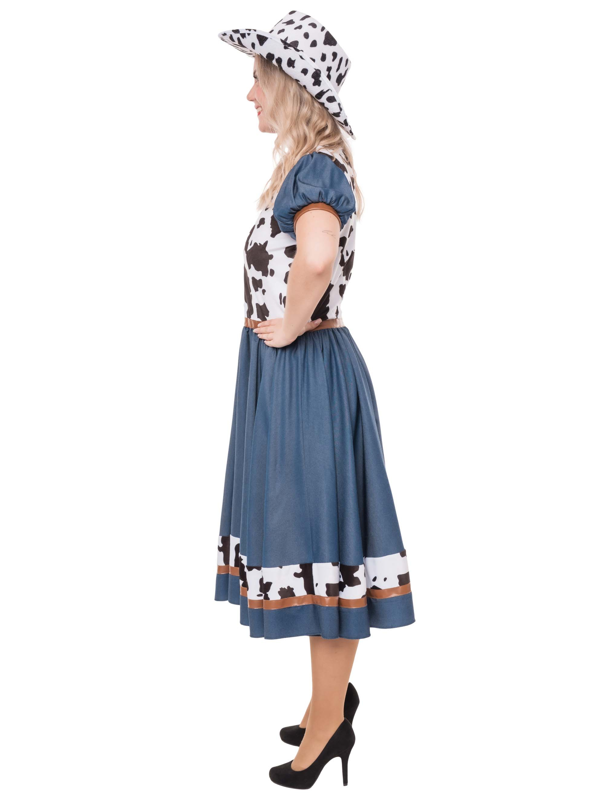 Kleid Kuh Damen blau/weiß S/M