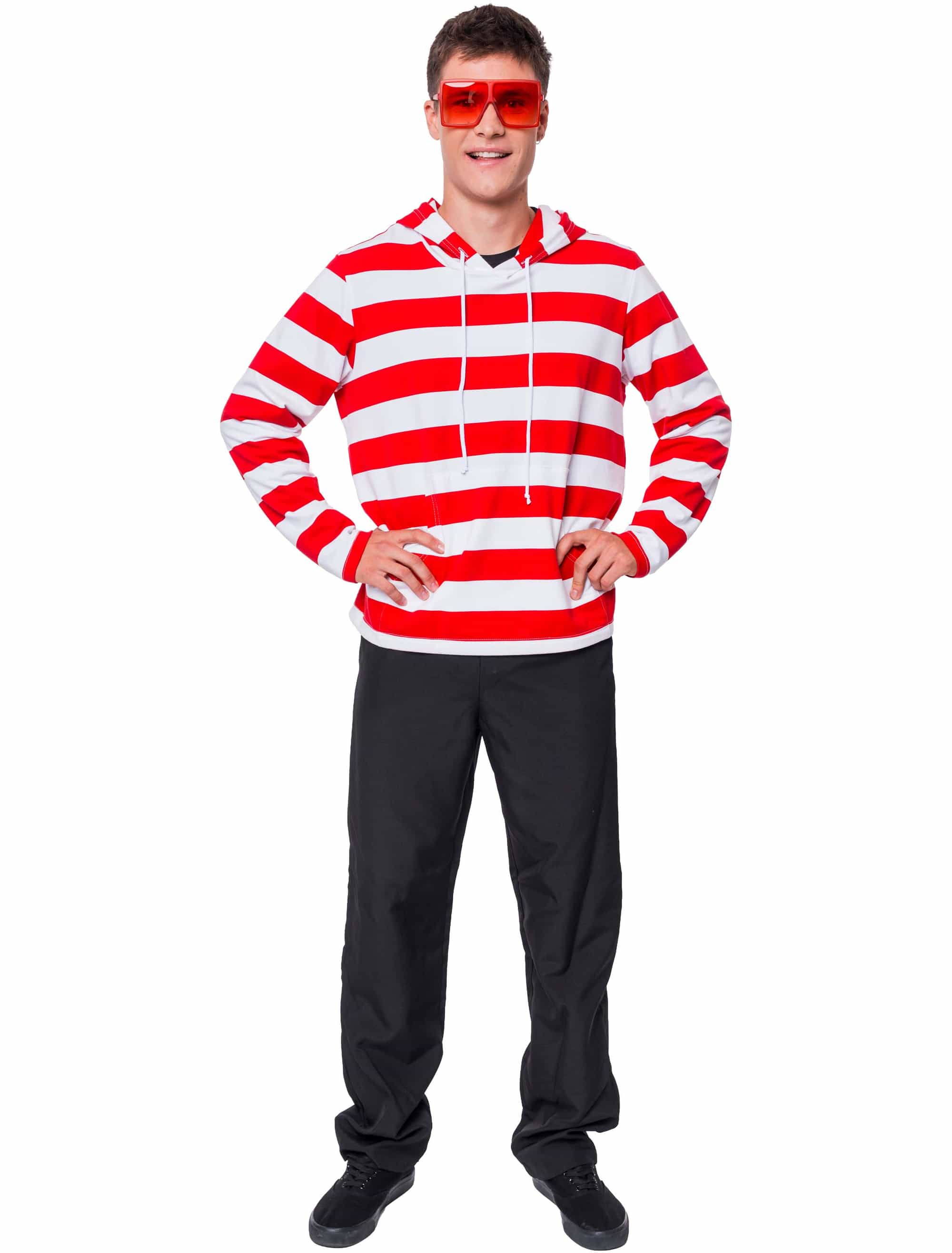 Hoodie Gestreift rot/weiß 4XL/5XL