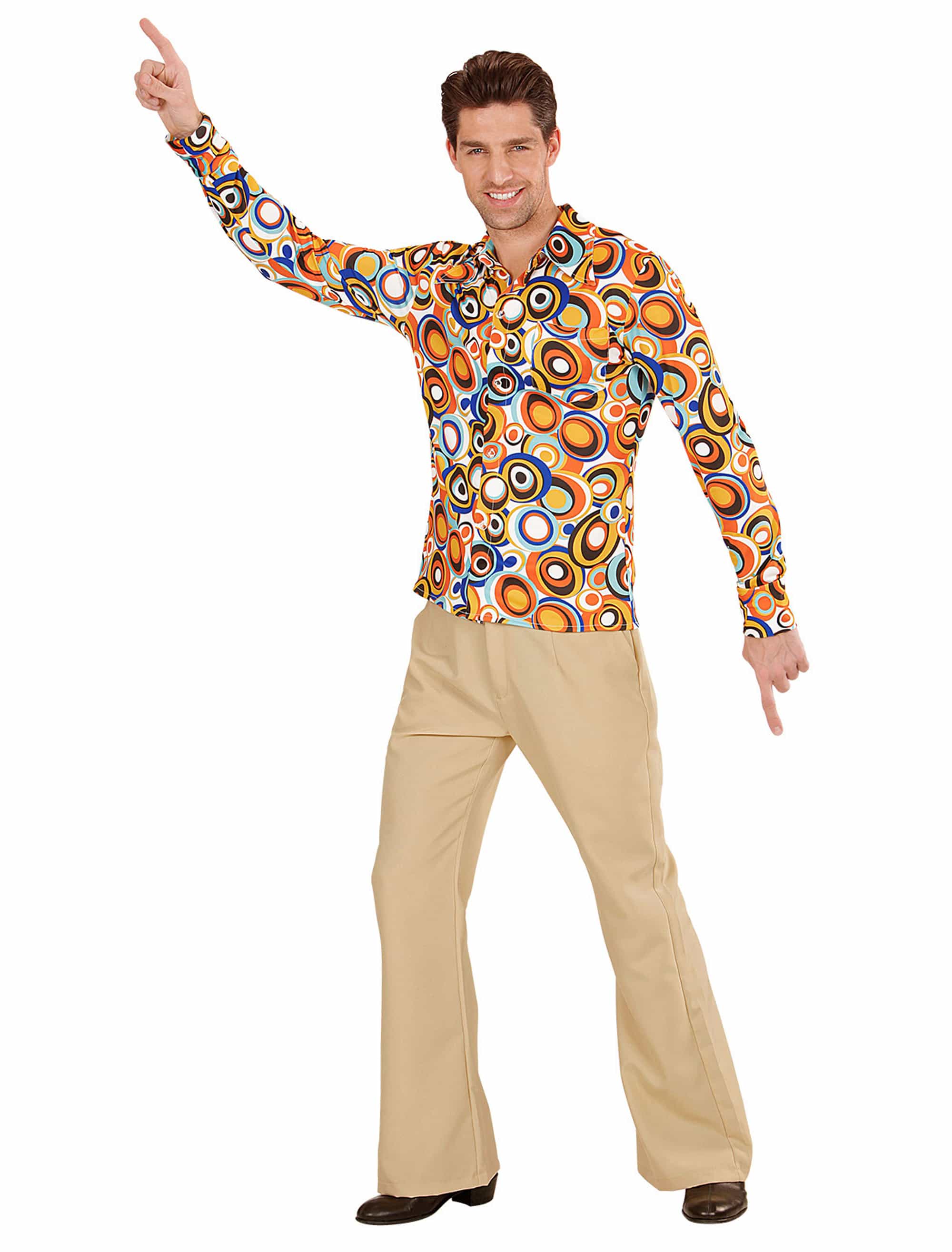 Hemd Bubbles 70er Jahre Herren bunt S/M
