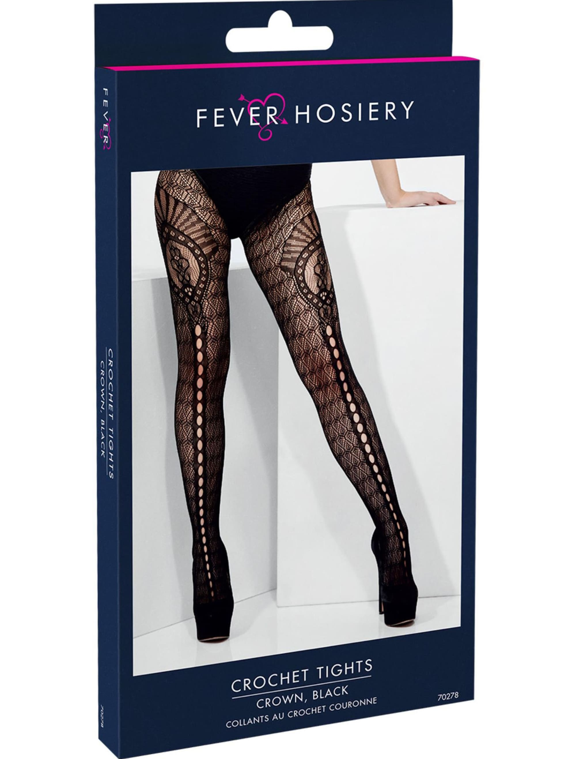 Netzstrumpfhose Crochet Muster mit Löchern schwarz one size