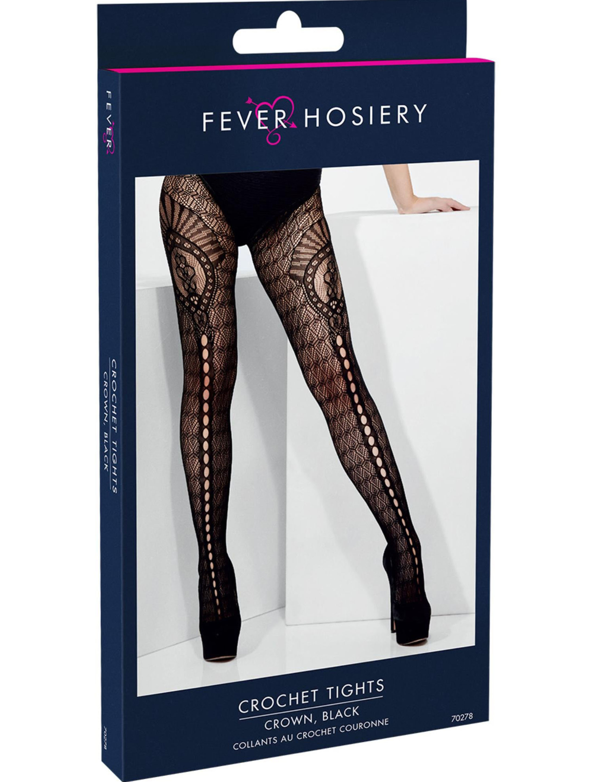 Netzstrumpfhose Crochet Muster mit Löchern schwarz one size