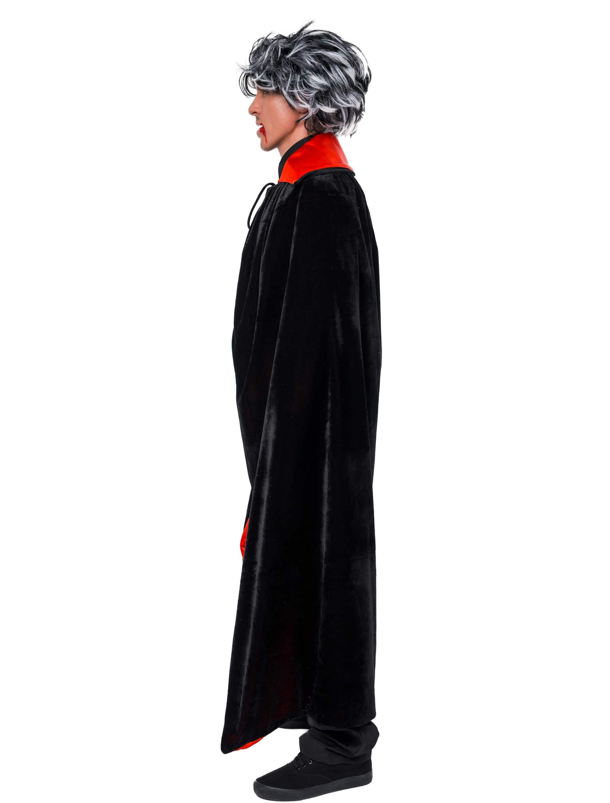 Umhang Vampir Samt Herren schwarz/rot one size