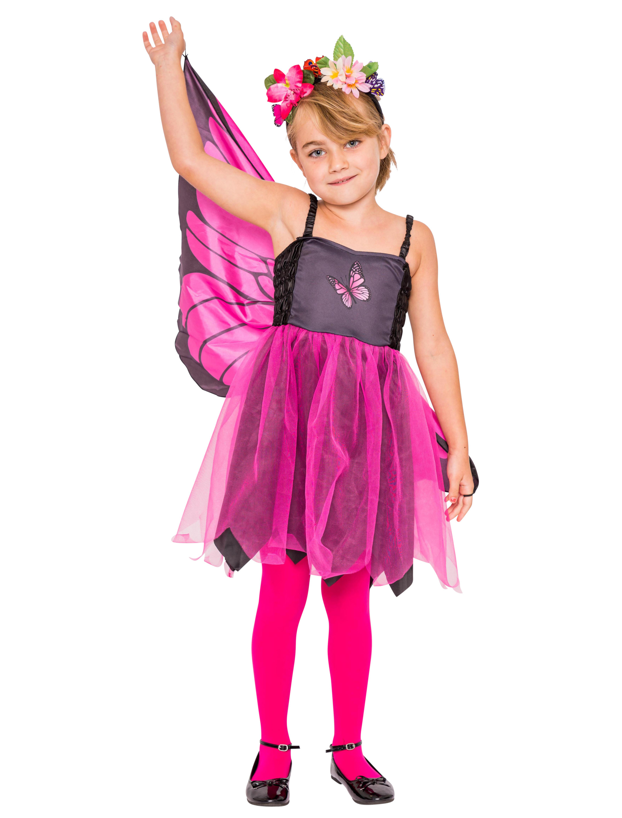 Kleid Schmetterling Kinder Mädchen pink 3-4 Jahre