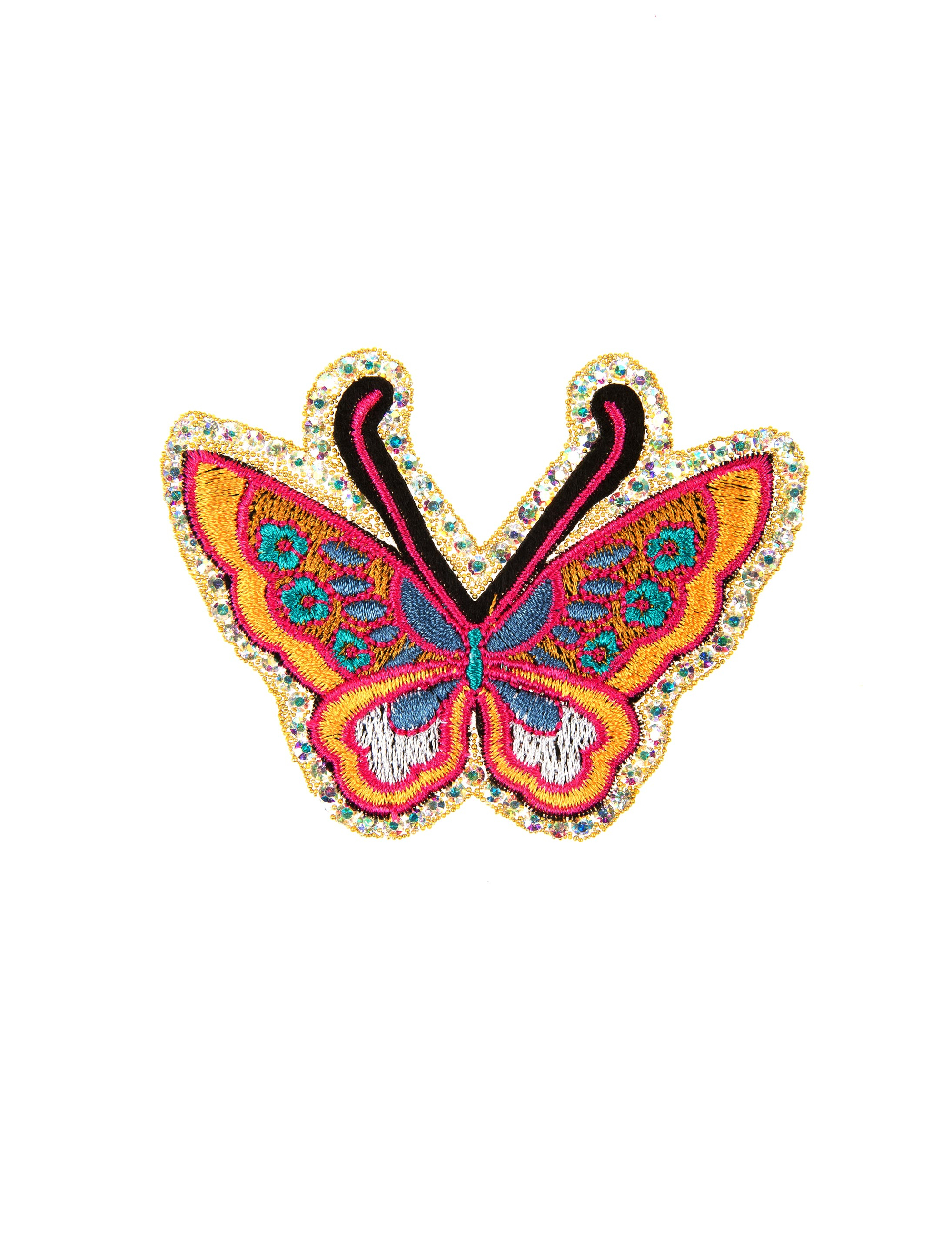 Bügelpatch Schmetterling mit Strasssteinen
