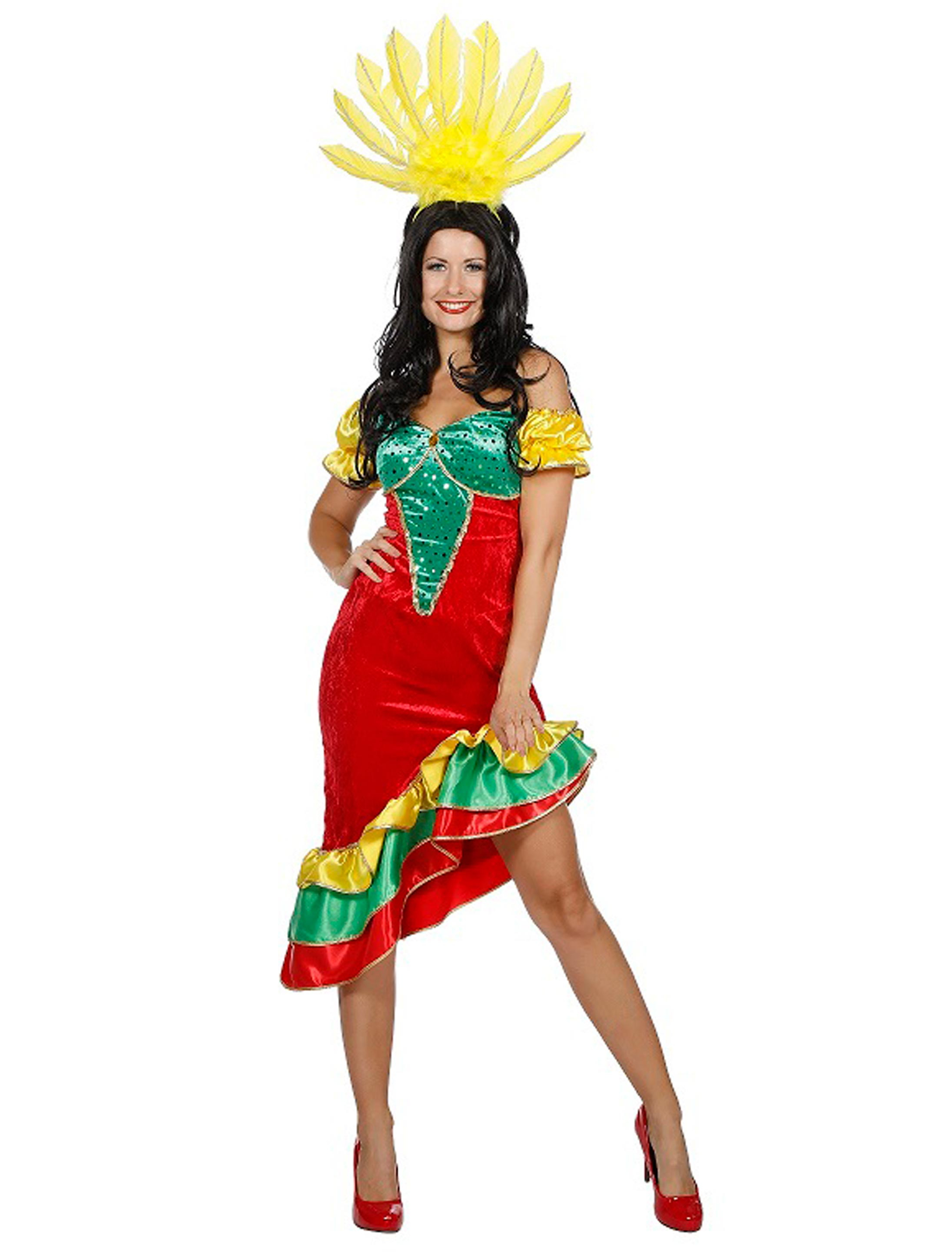 Kleid Samba Damen rot/gelb/grün 38
