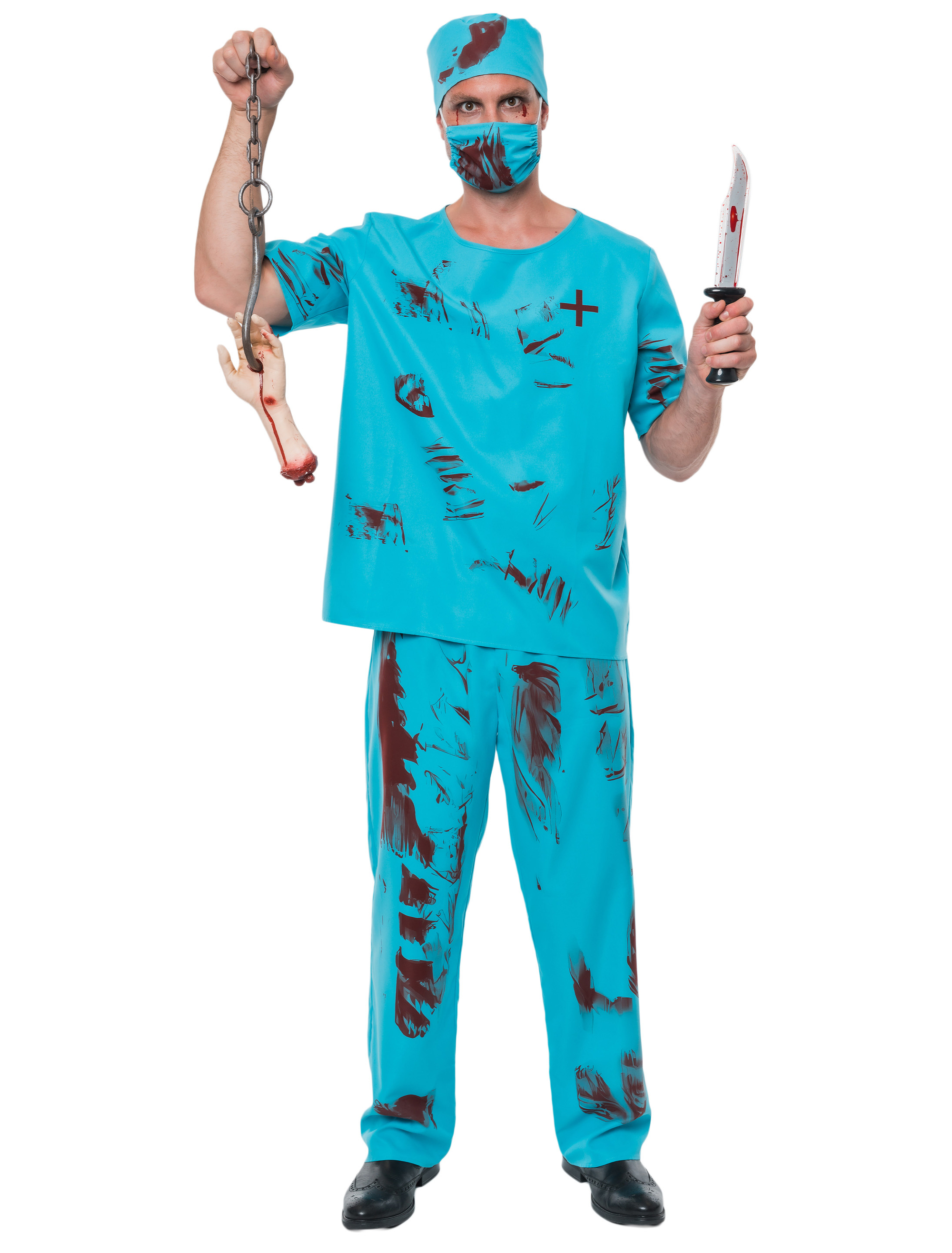 Chirurg blutig 2-tlg. Herren türkis S/M