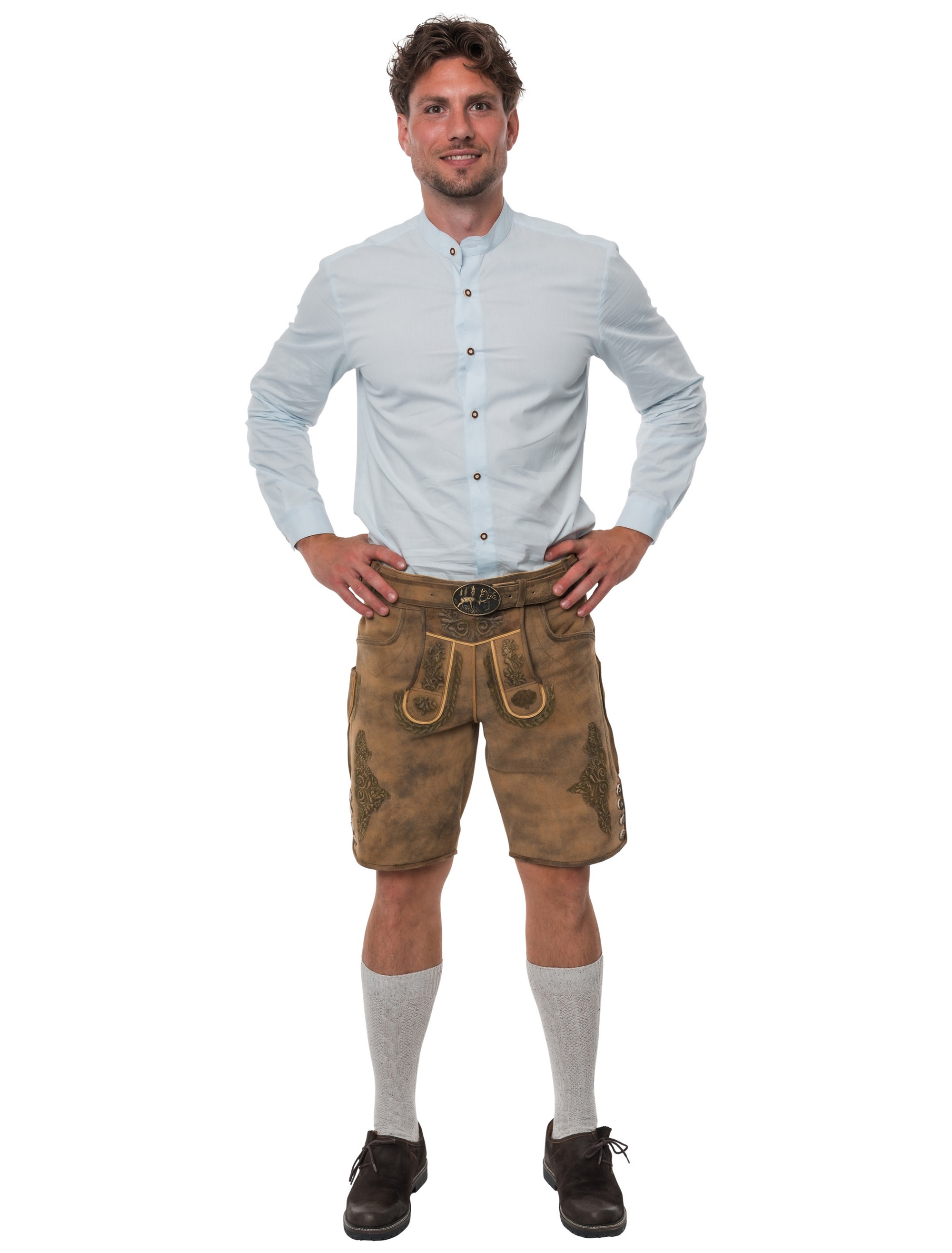 Lederhose Justus kurz Herren hellbraun S