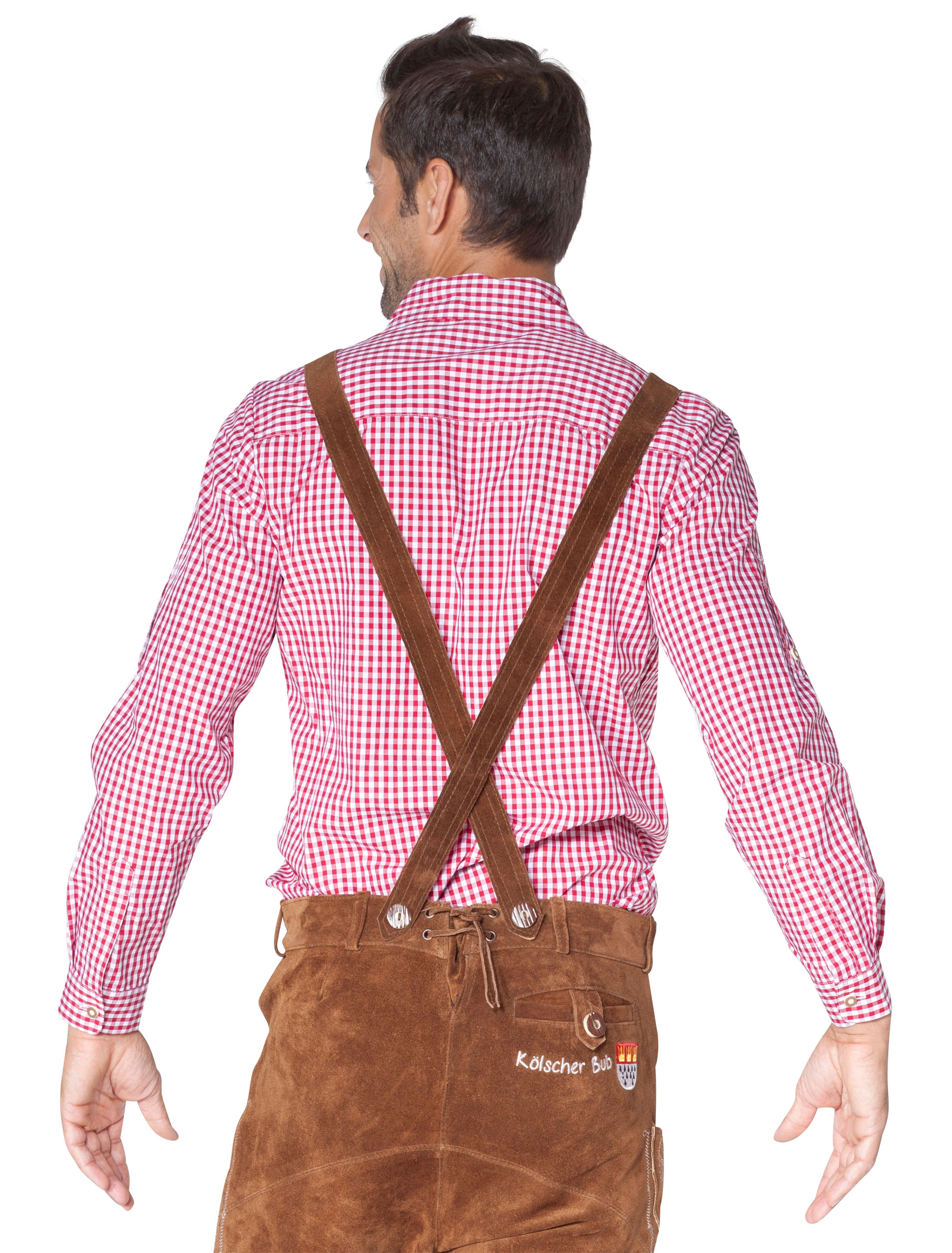 Trachtenhemd Herren rot/weiß S
