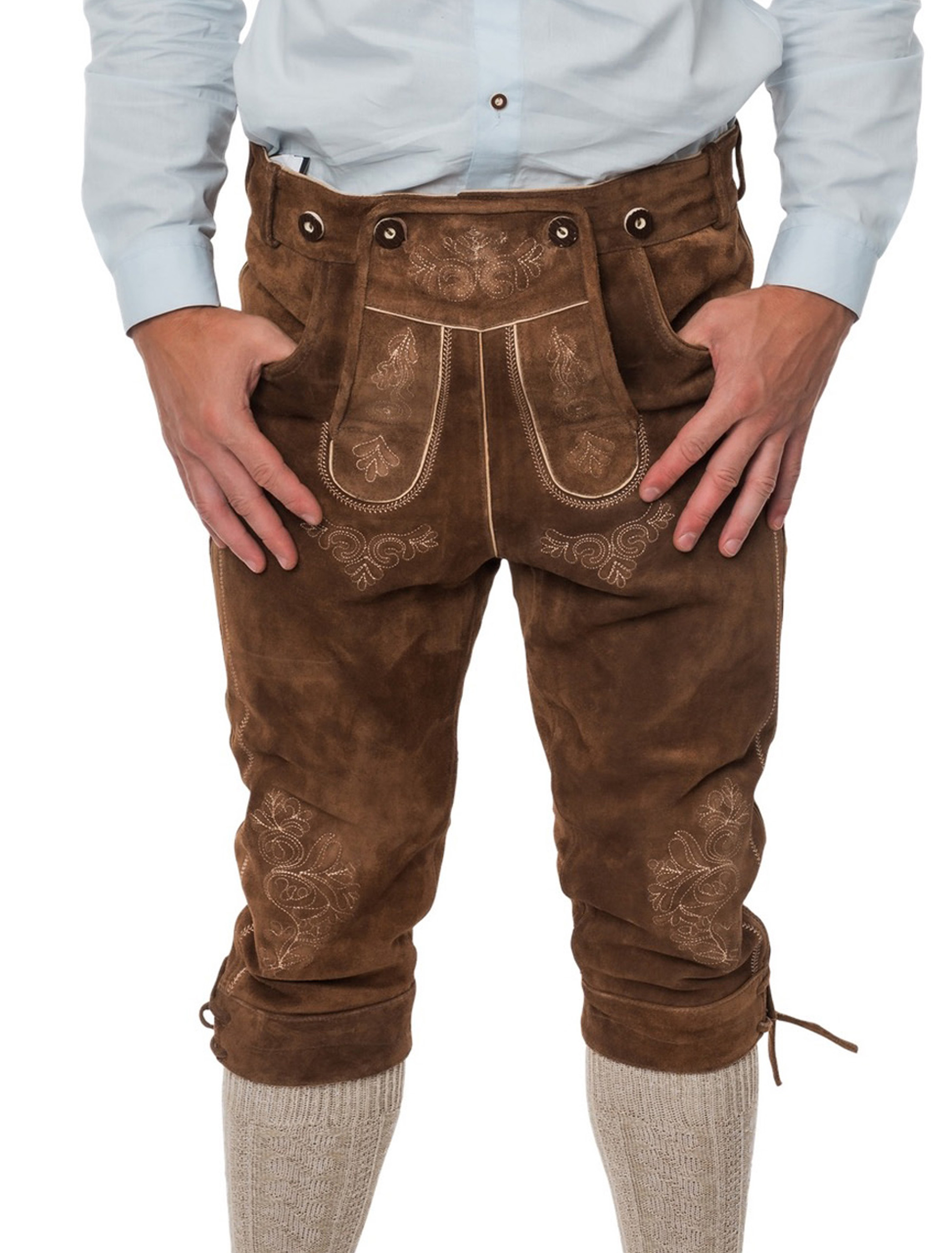 Lederhose Josef 3/4 lang Herren dunkelbraun 3XL