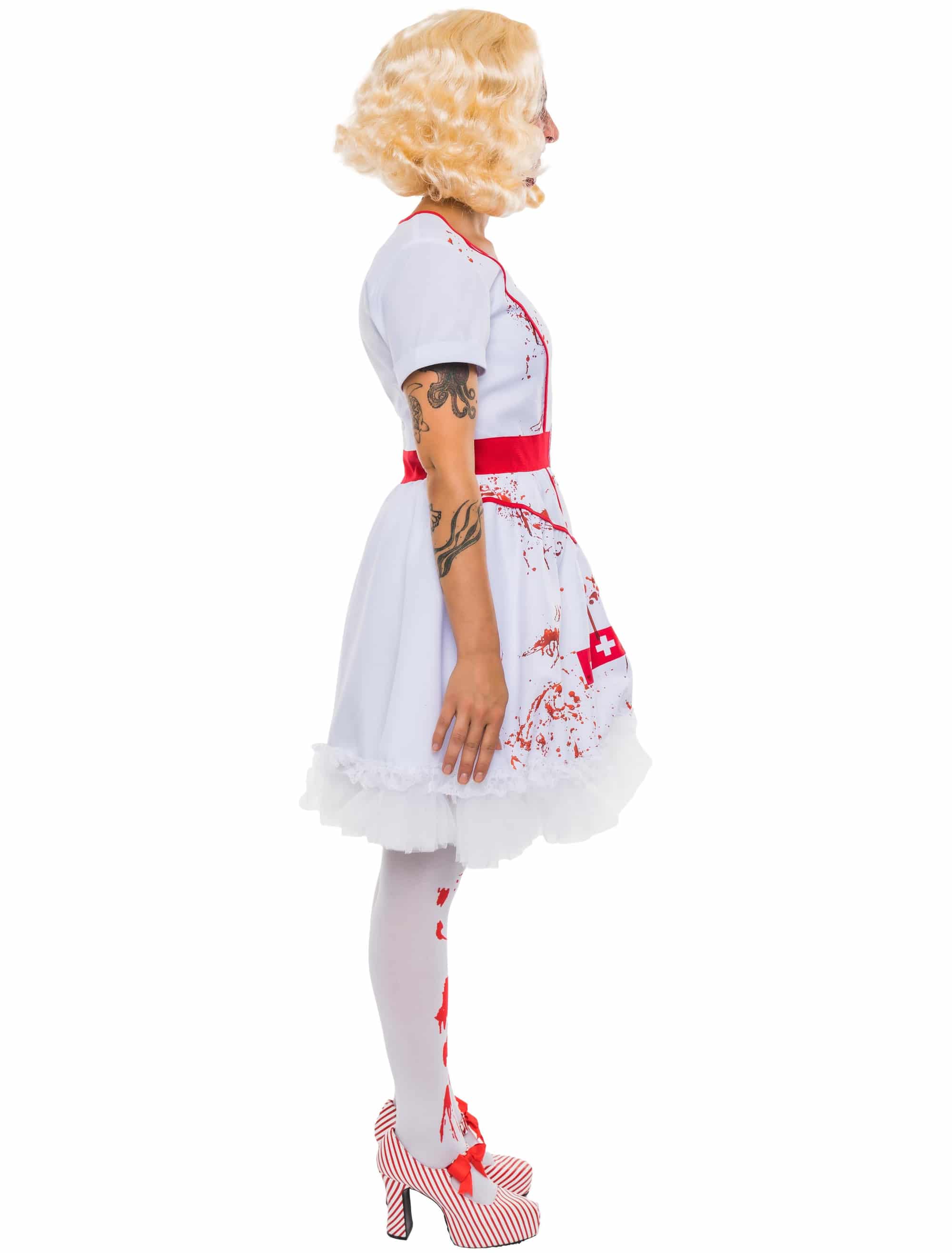 Kleid Krankenschwester rot/weiß S