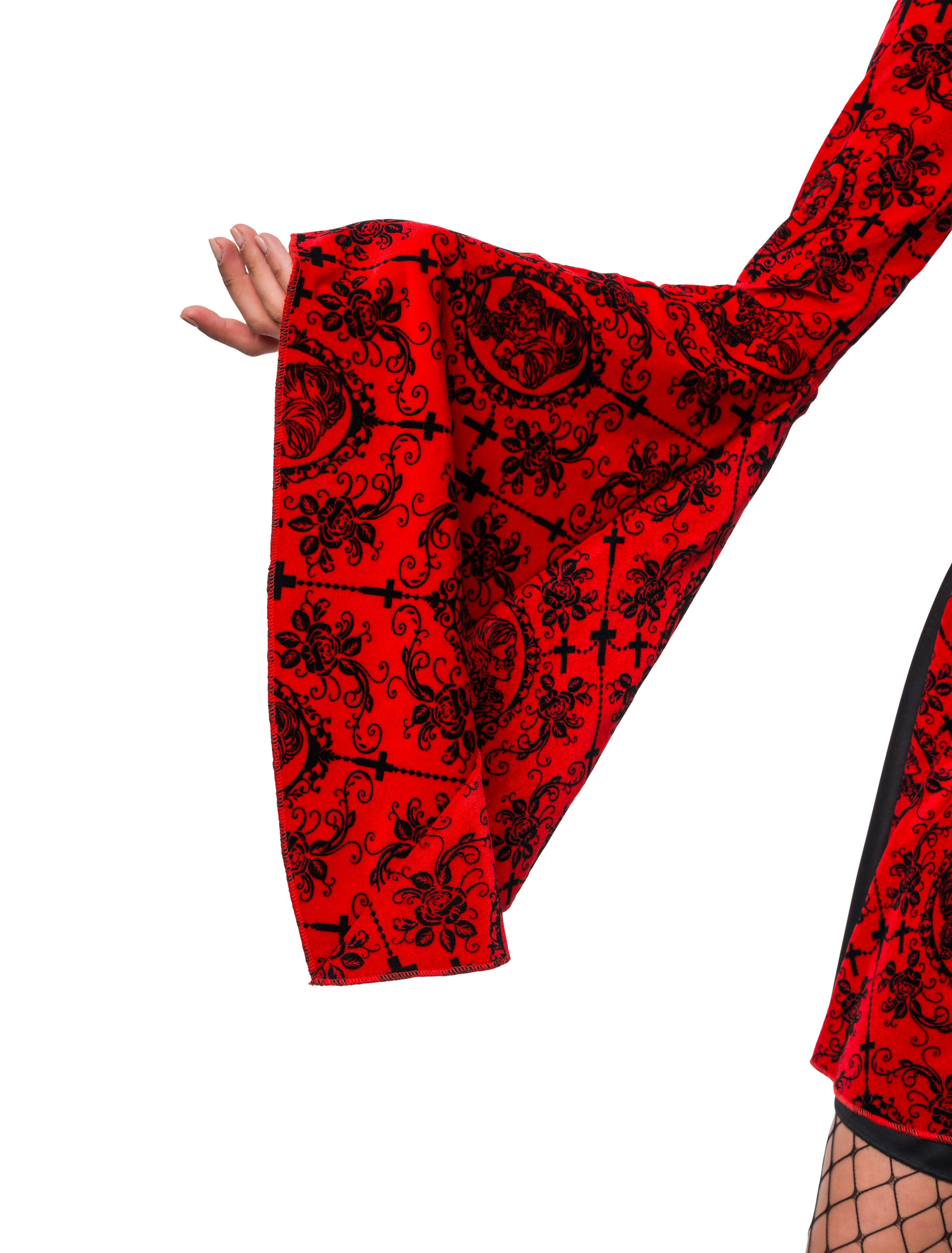 Kleid Vampir mit Trompetenärmeln Damen rot/schwarz S/M