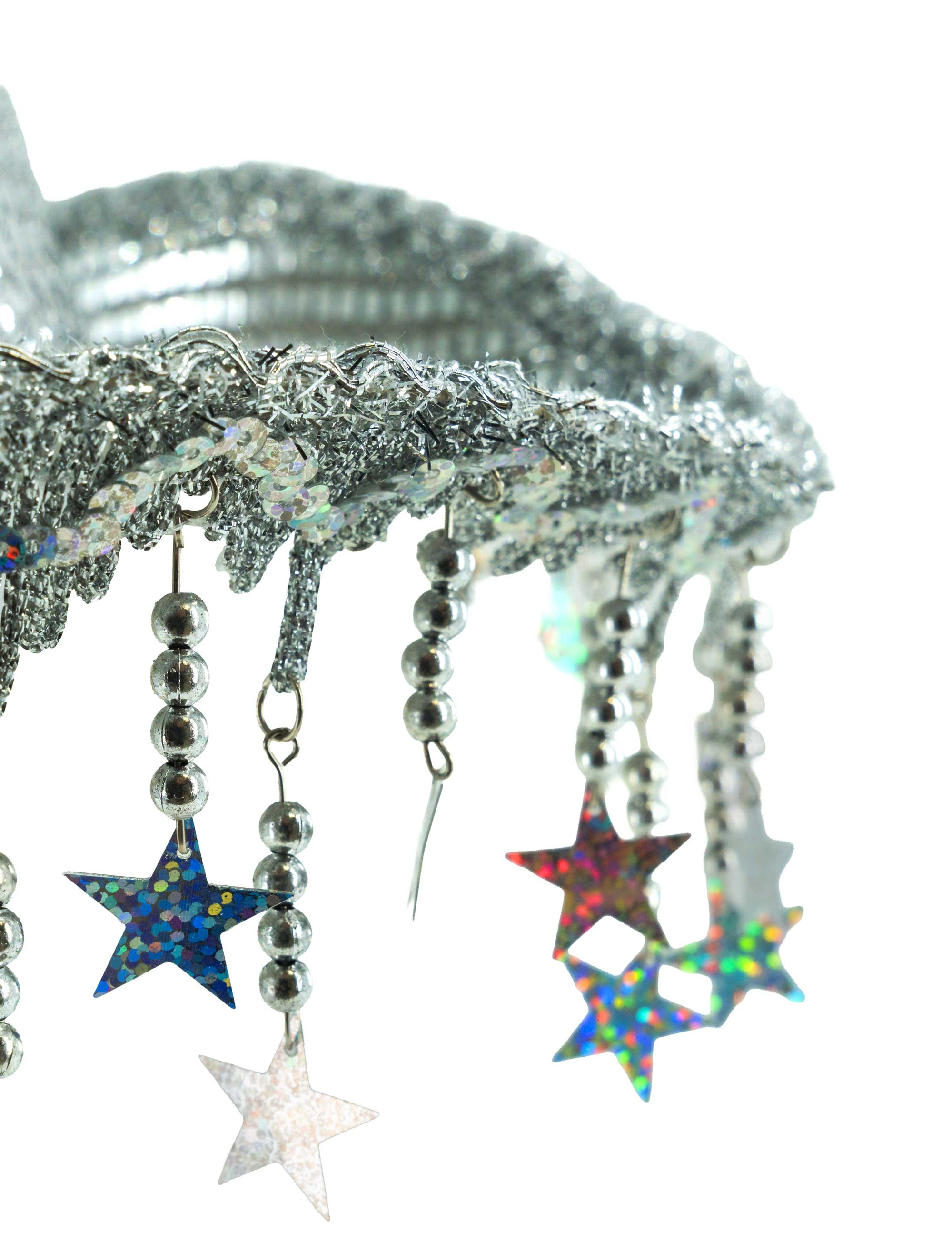 Cowgirlhut Metallic mit Sternenfransen silber 58