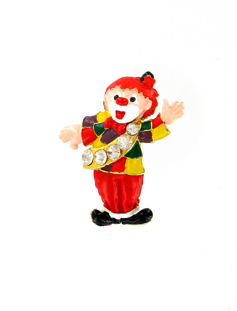 Pin Clown Schärpe mit Strass bewegliche Beine