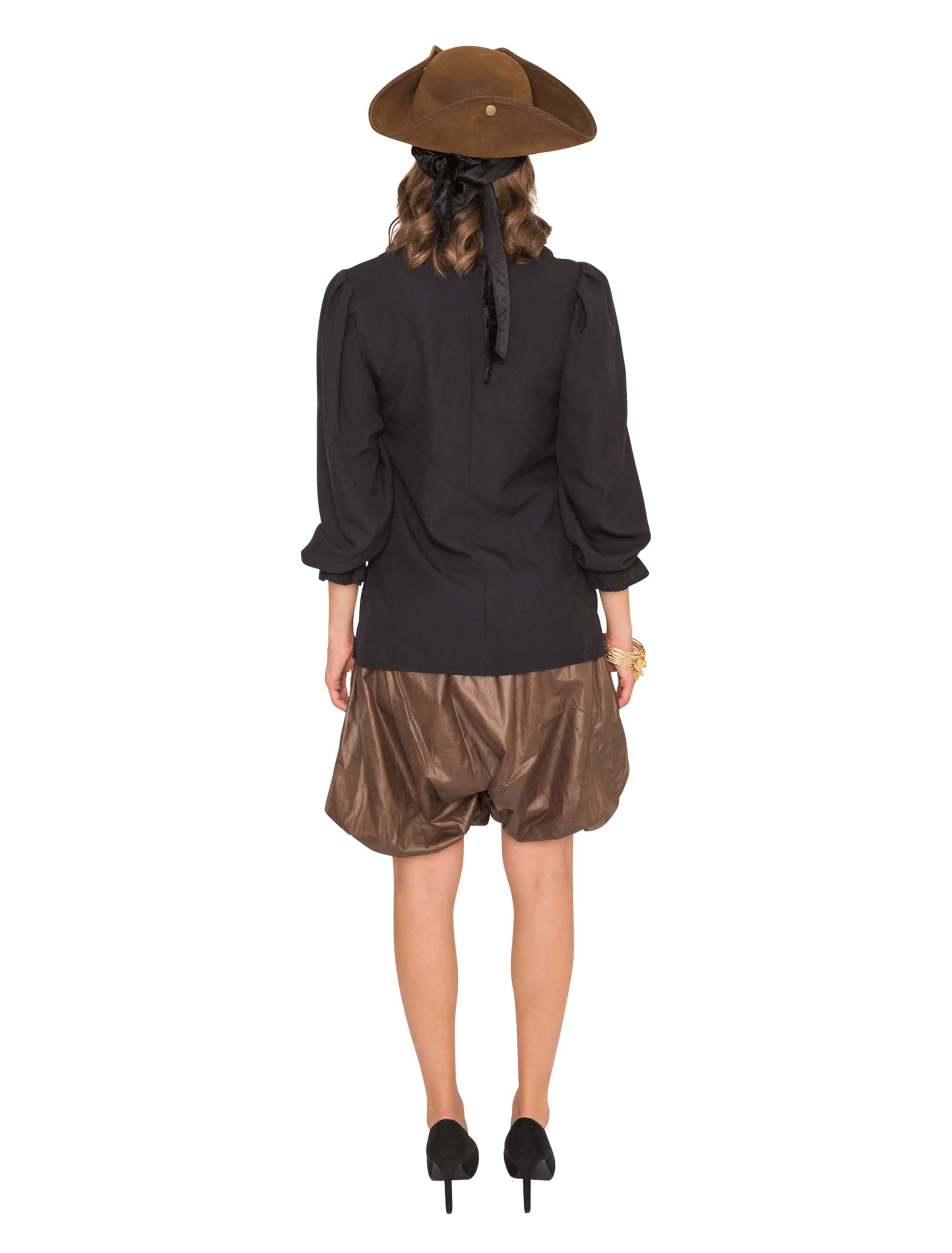Bluse Piratin Damen schwarz XS