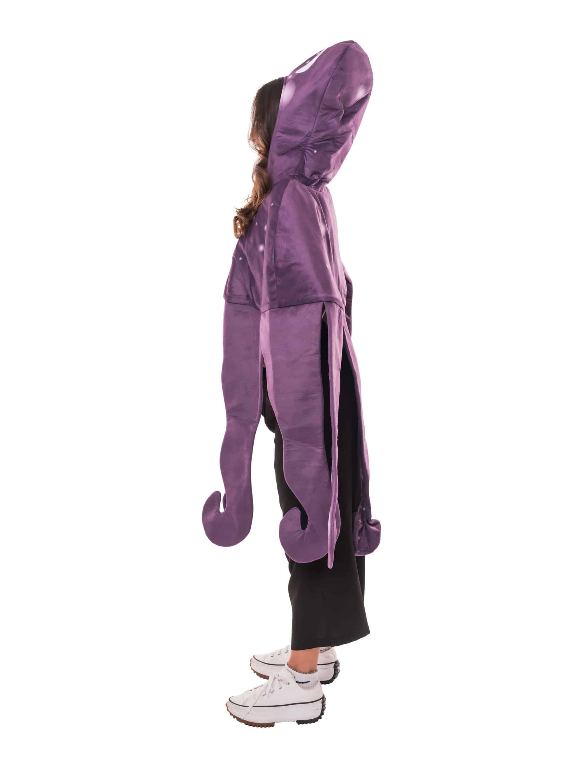 Poncho Plüsch Oktopus lila one size