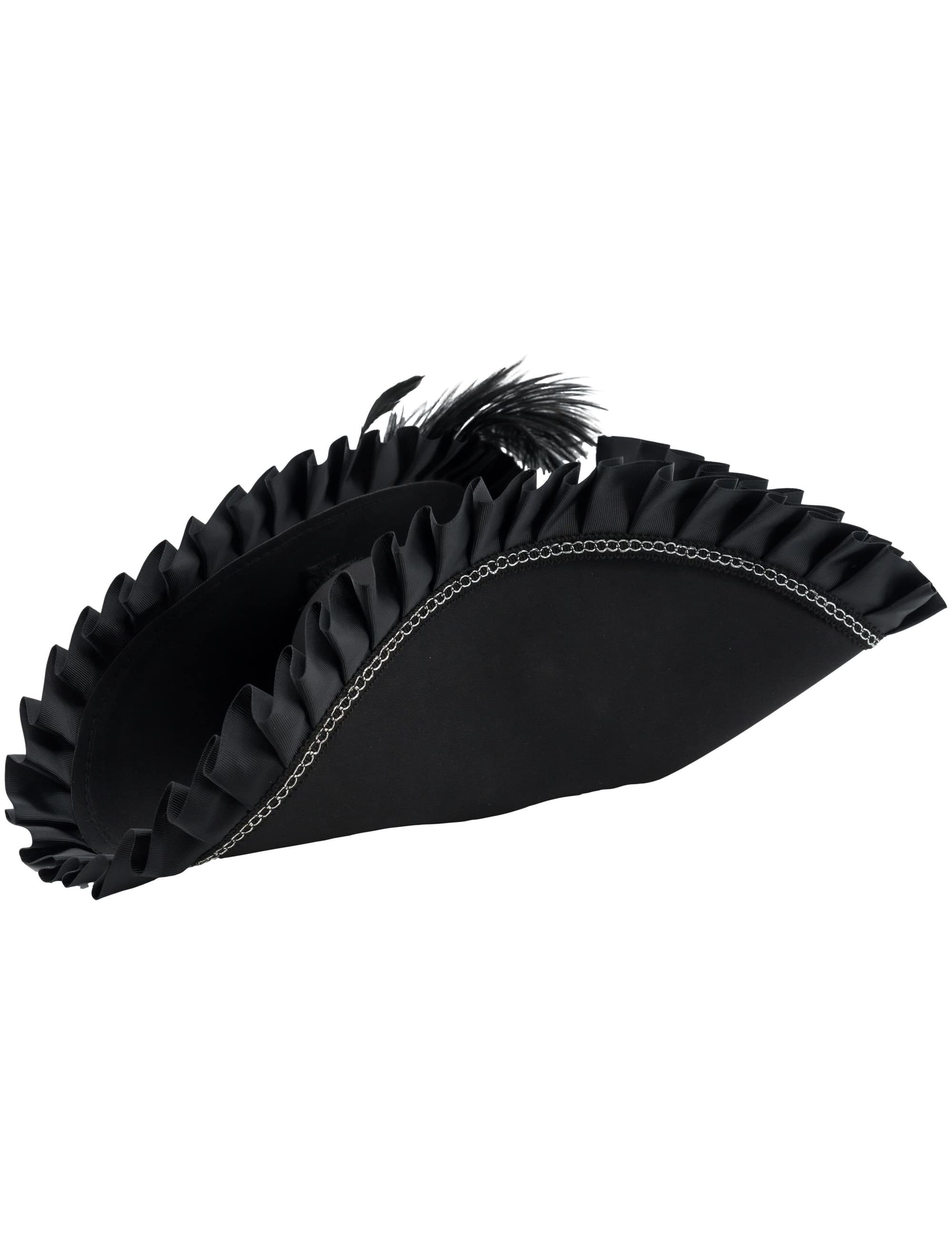 Piratenhut mit Rüschenbesatz schwarz 57