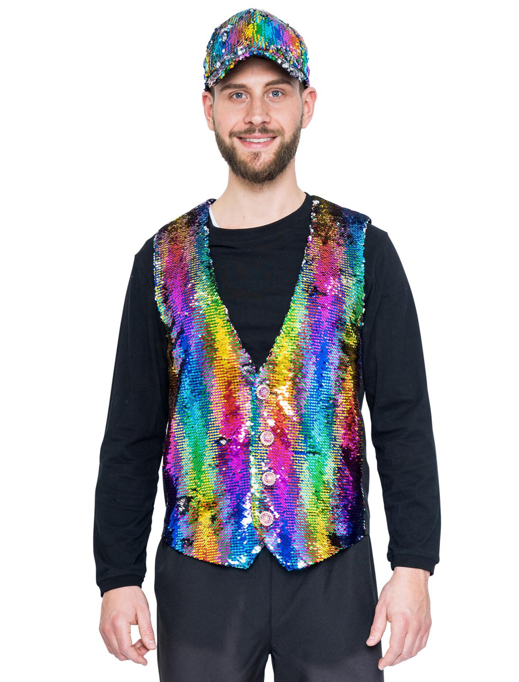 Weste Wendepailletten Herren mehrfarbig L/XL