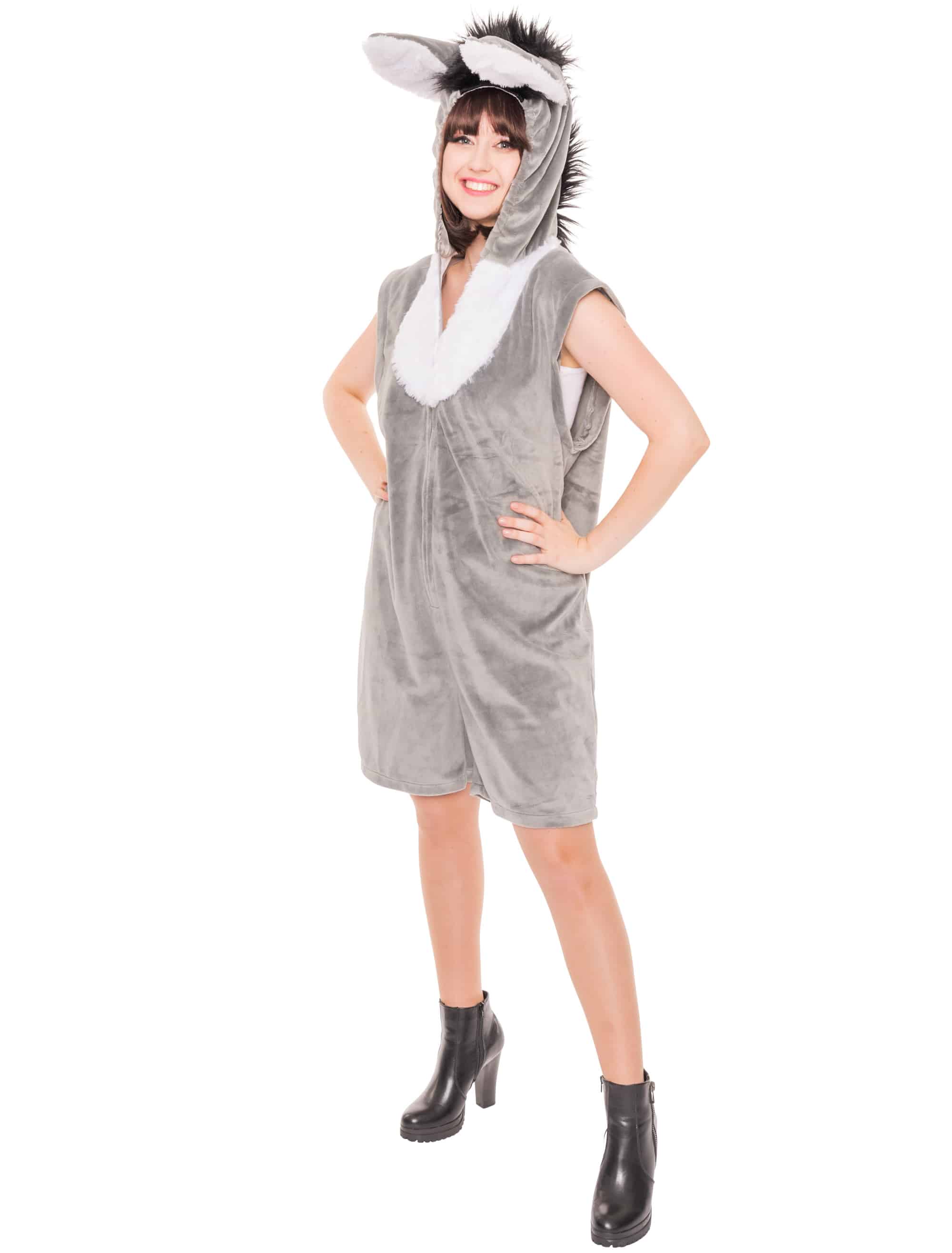 Overall Plüsch Esel kurz Damen grau 34-36