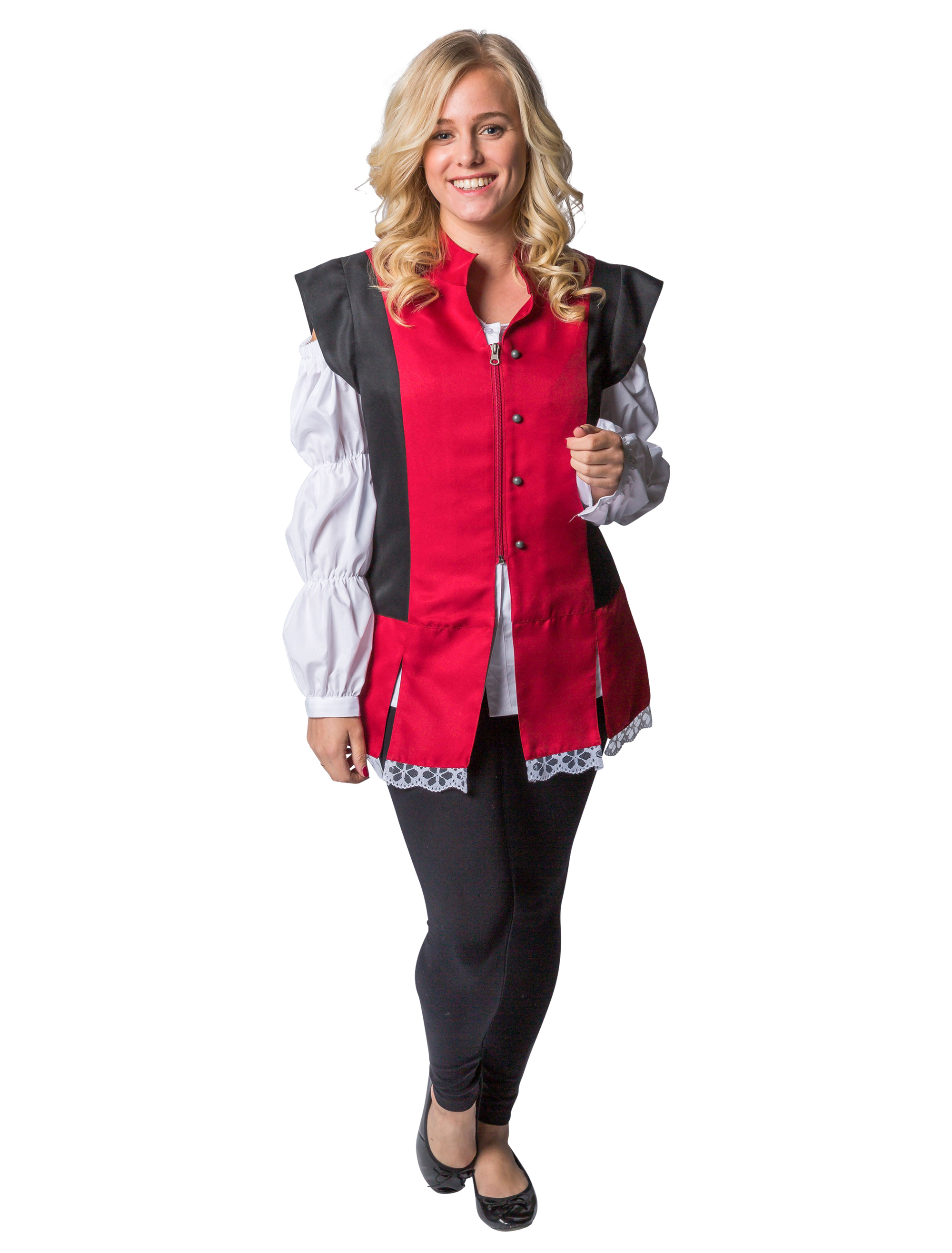 Jacke kurzarm Musketier Damen schwarz/rot M