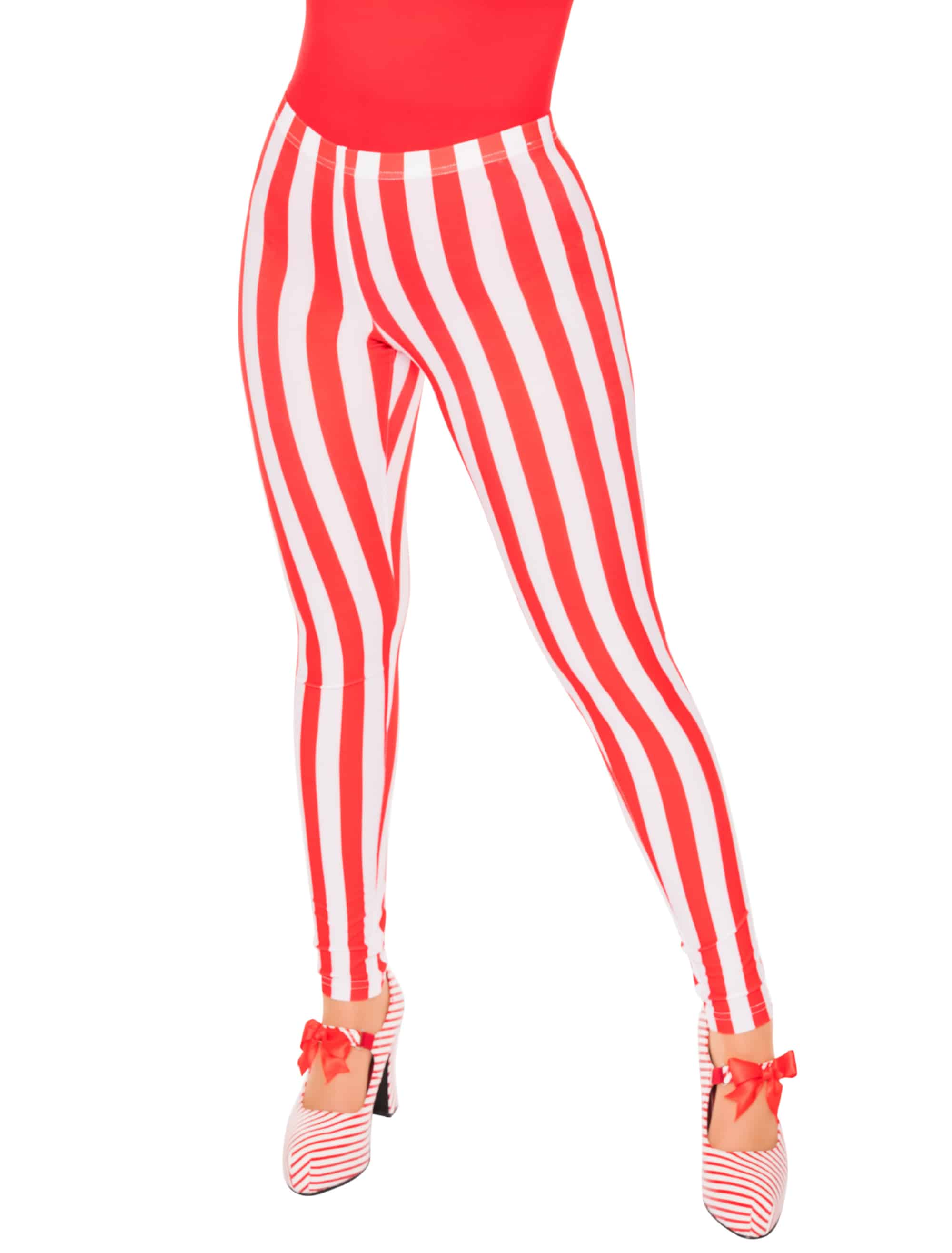 Leggings gestreift Damen rot/weiß 2XL/3XL