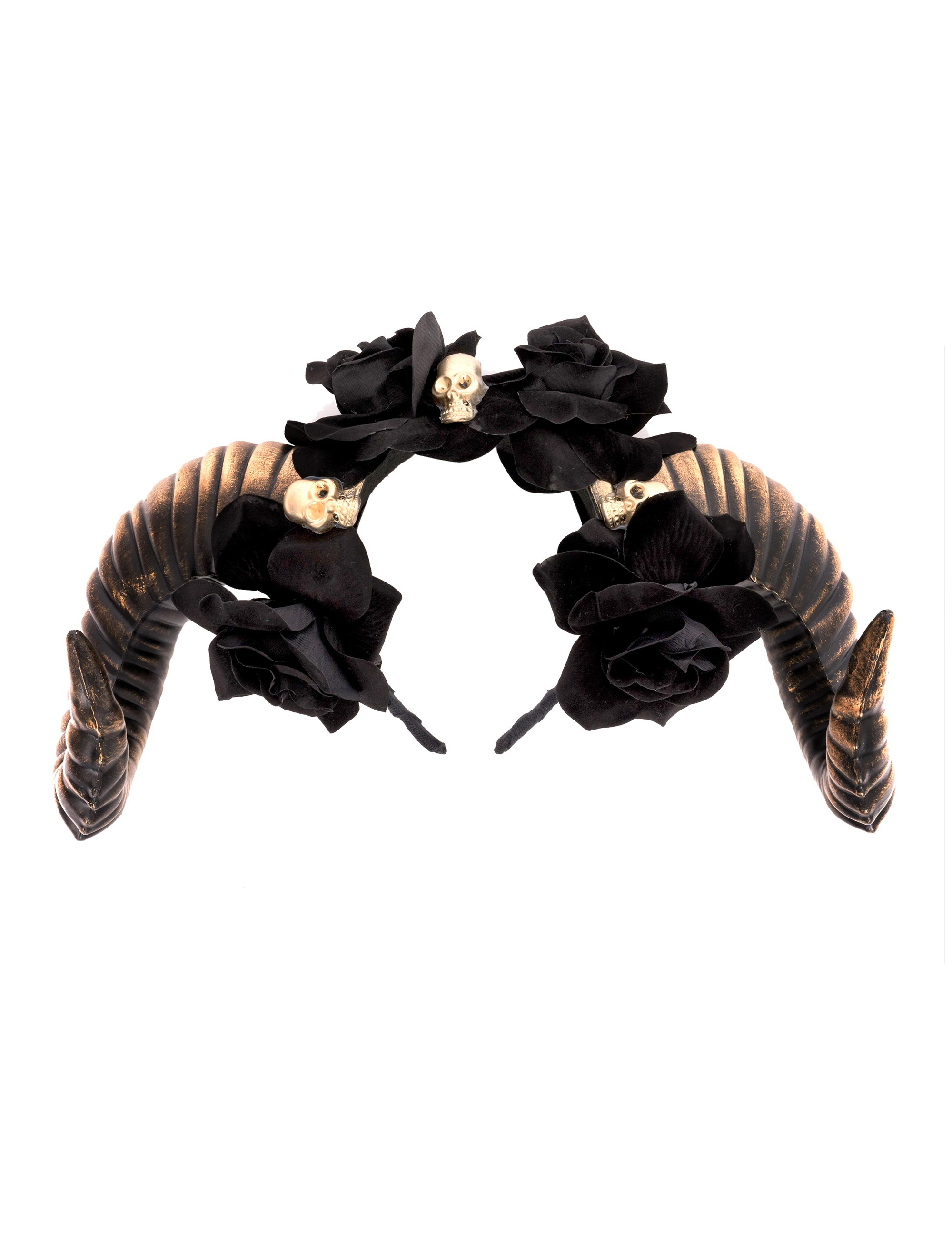 Haarreif Blumen mit Hörnern Damen schwarz/gold