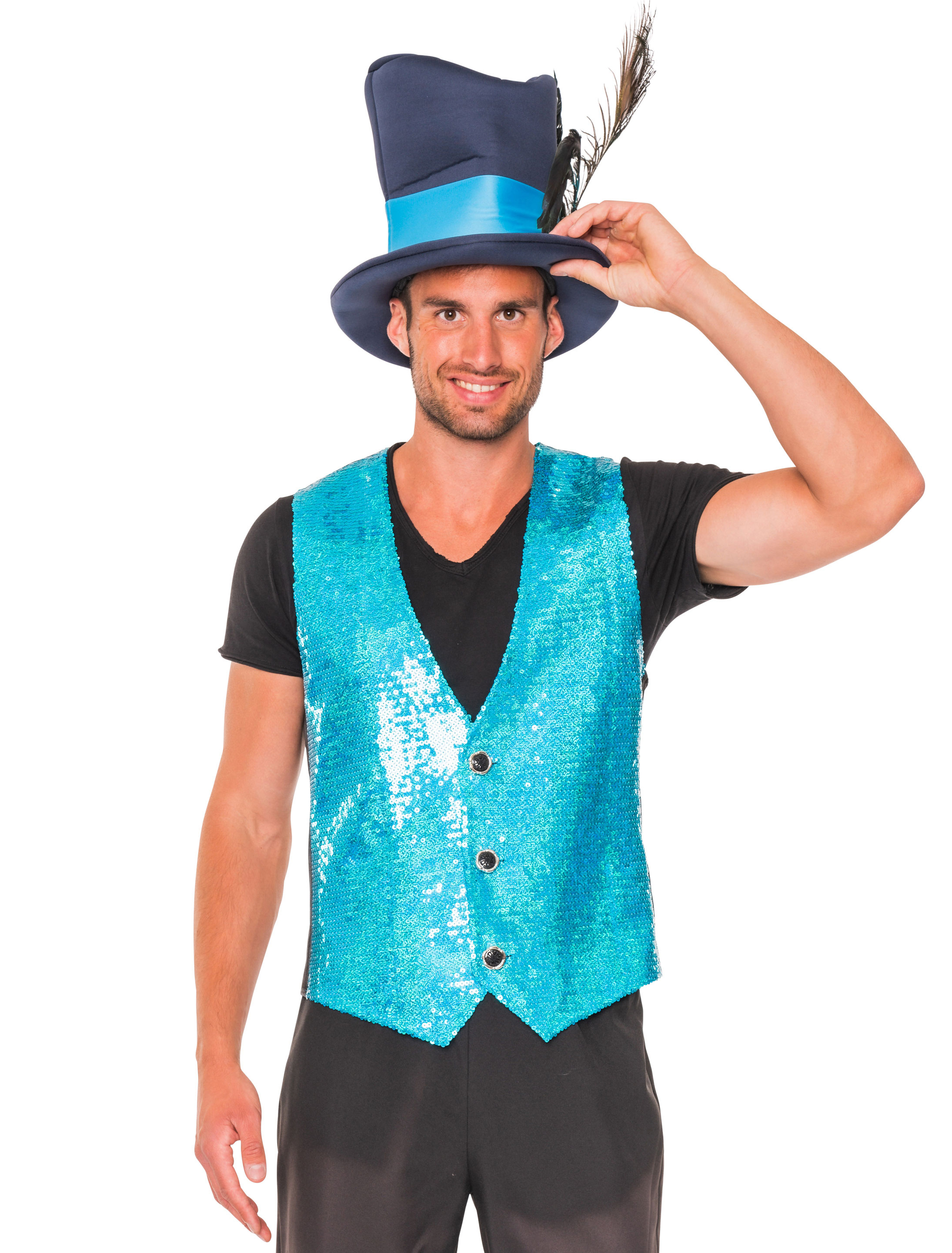 Paillettenweste Herren türkis S