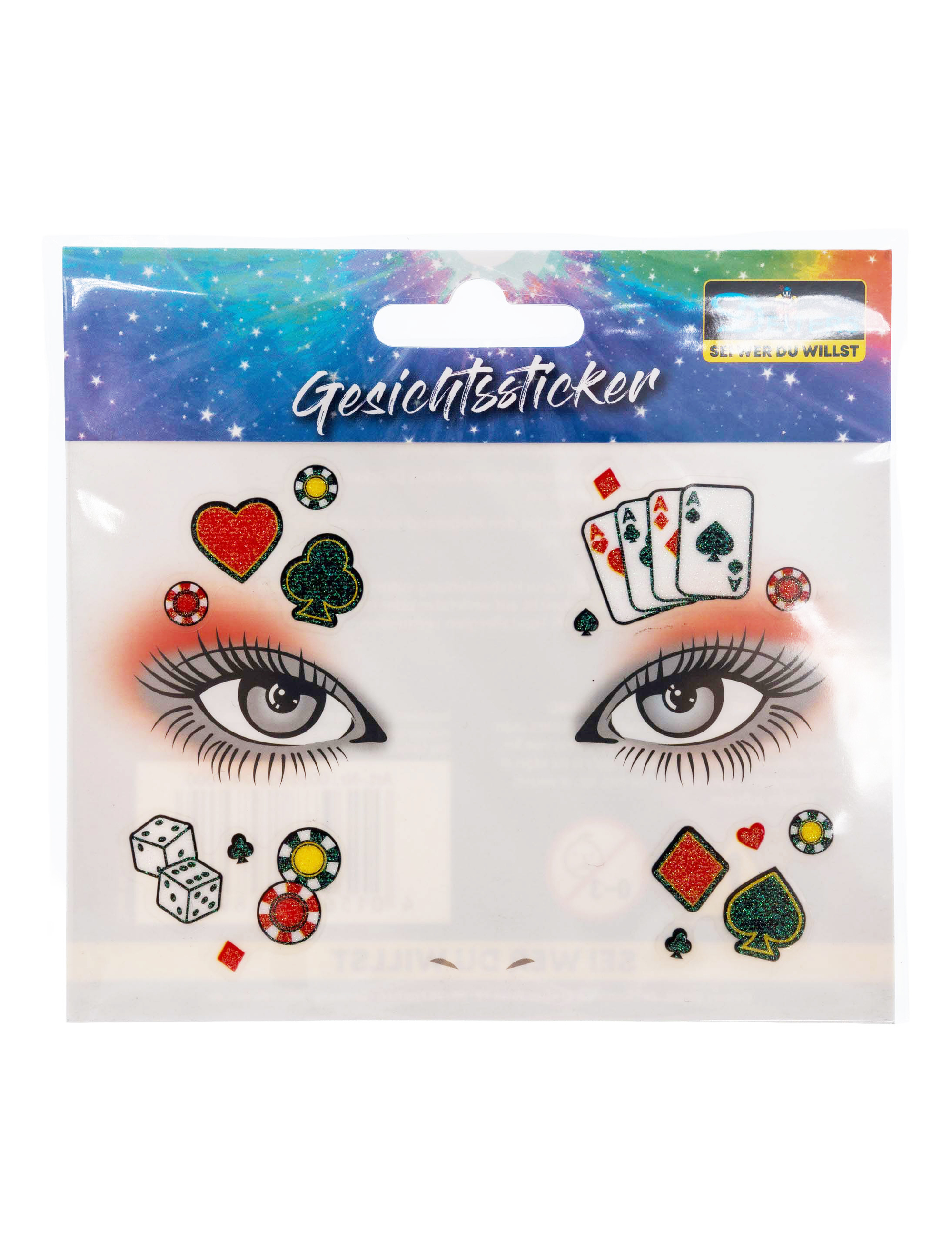 Gesichtssticker Casino schwarz/weiß/rot