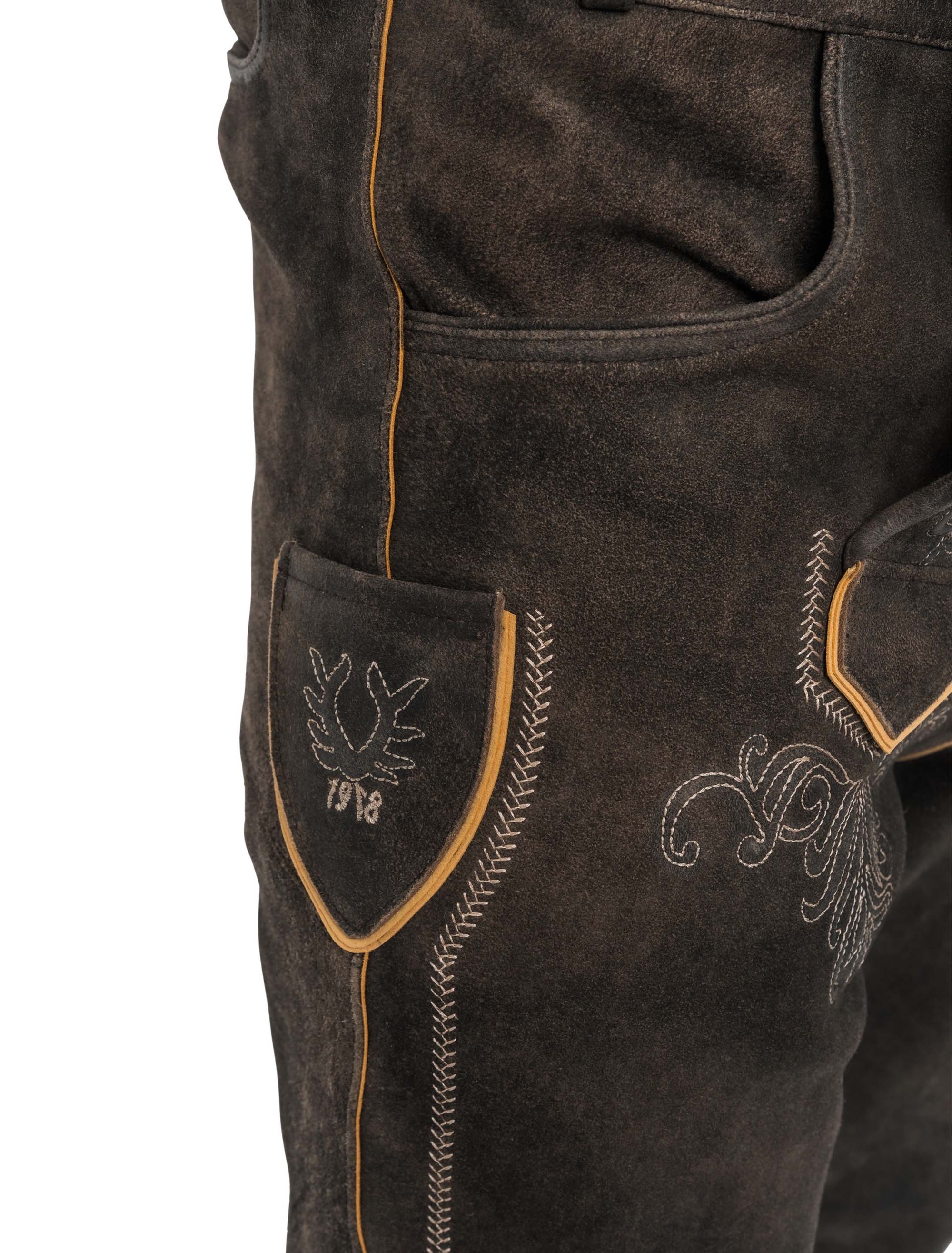 Lederhose Henry 3/4 lang Herren dunkelbraun S