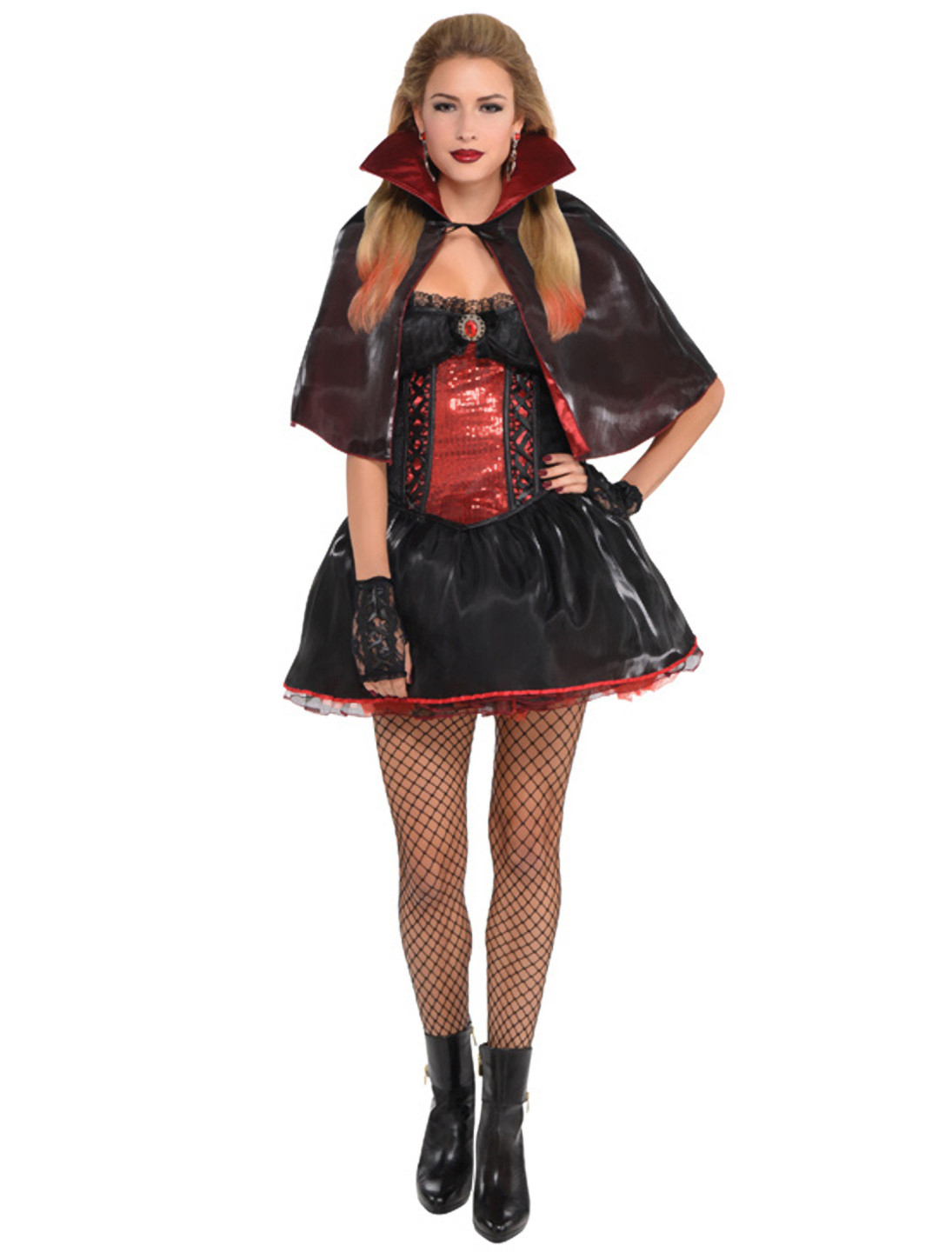 Vampir Damen schwarz/rot 3-tlg. schwarz/rot S