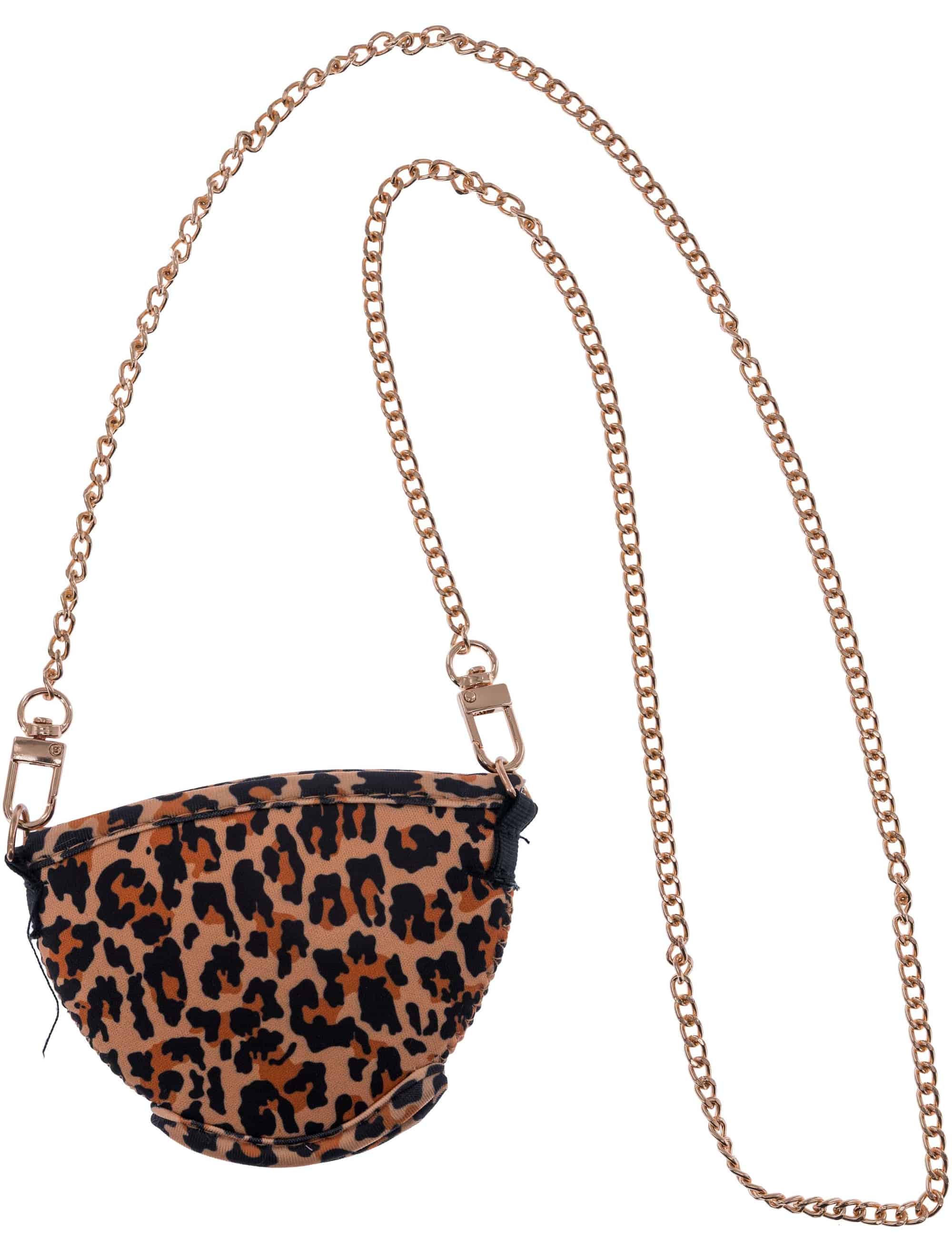 Weinglashalter mit Kette Leopard beige/braun