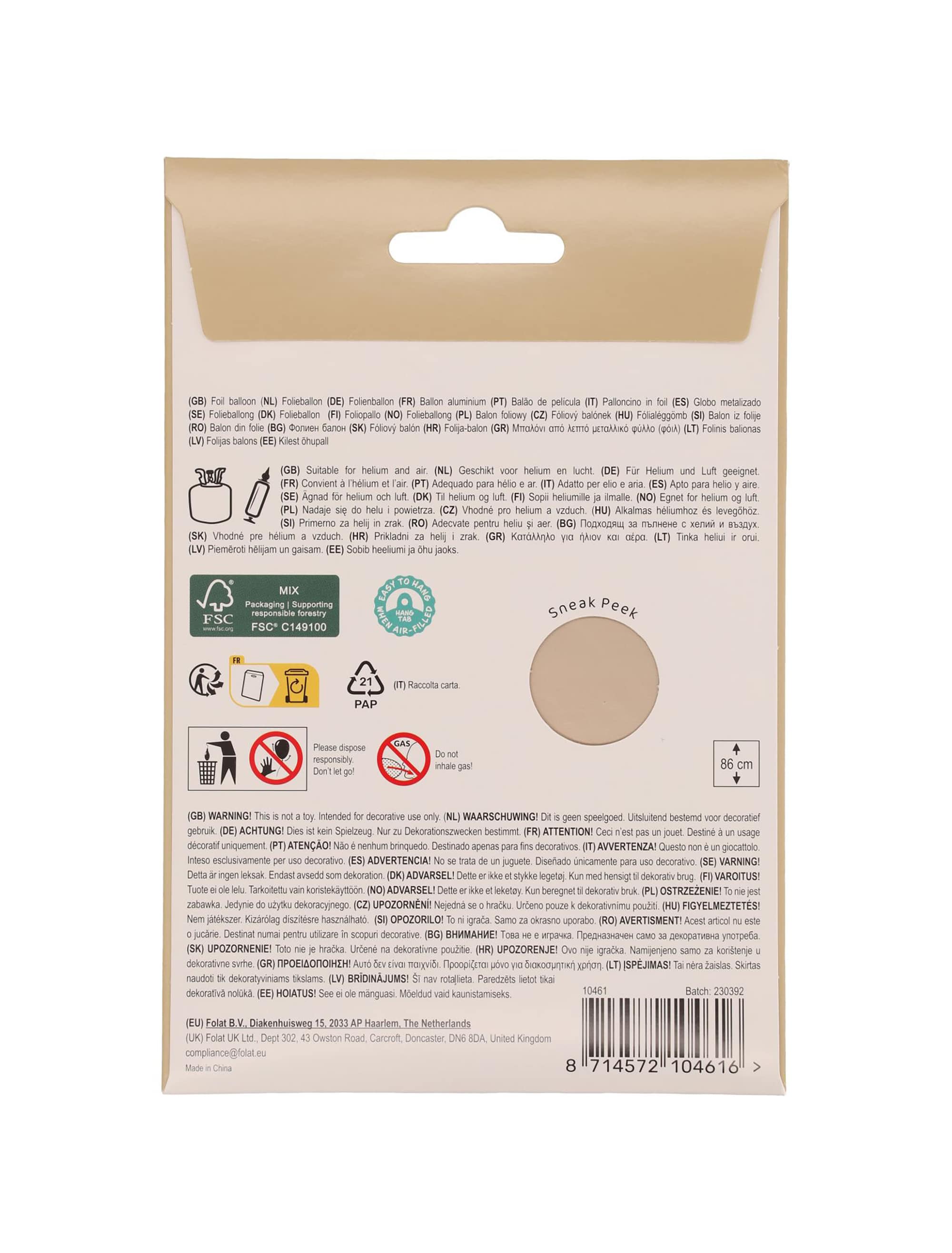 Folienballon Zahl 1 L matt gold