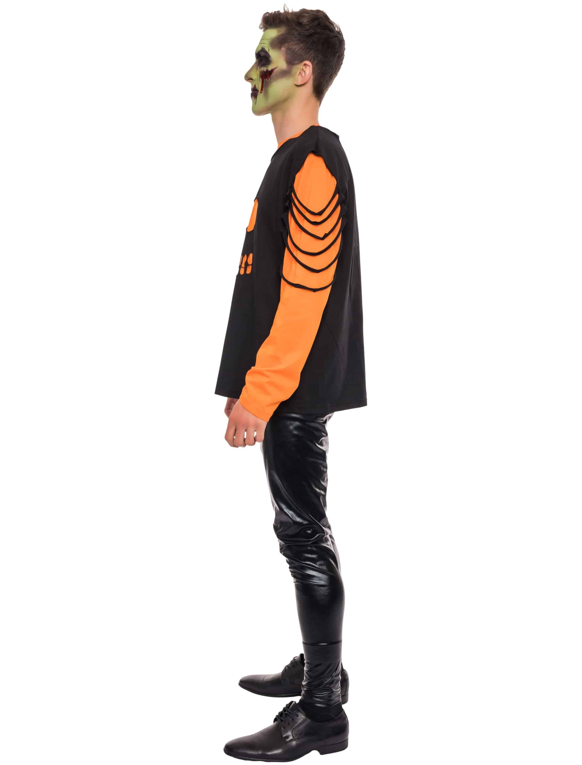 Shirt Langarm Kürbis schwarz/orange S/M